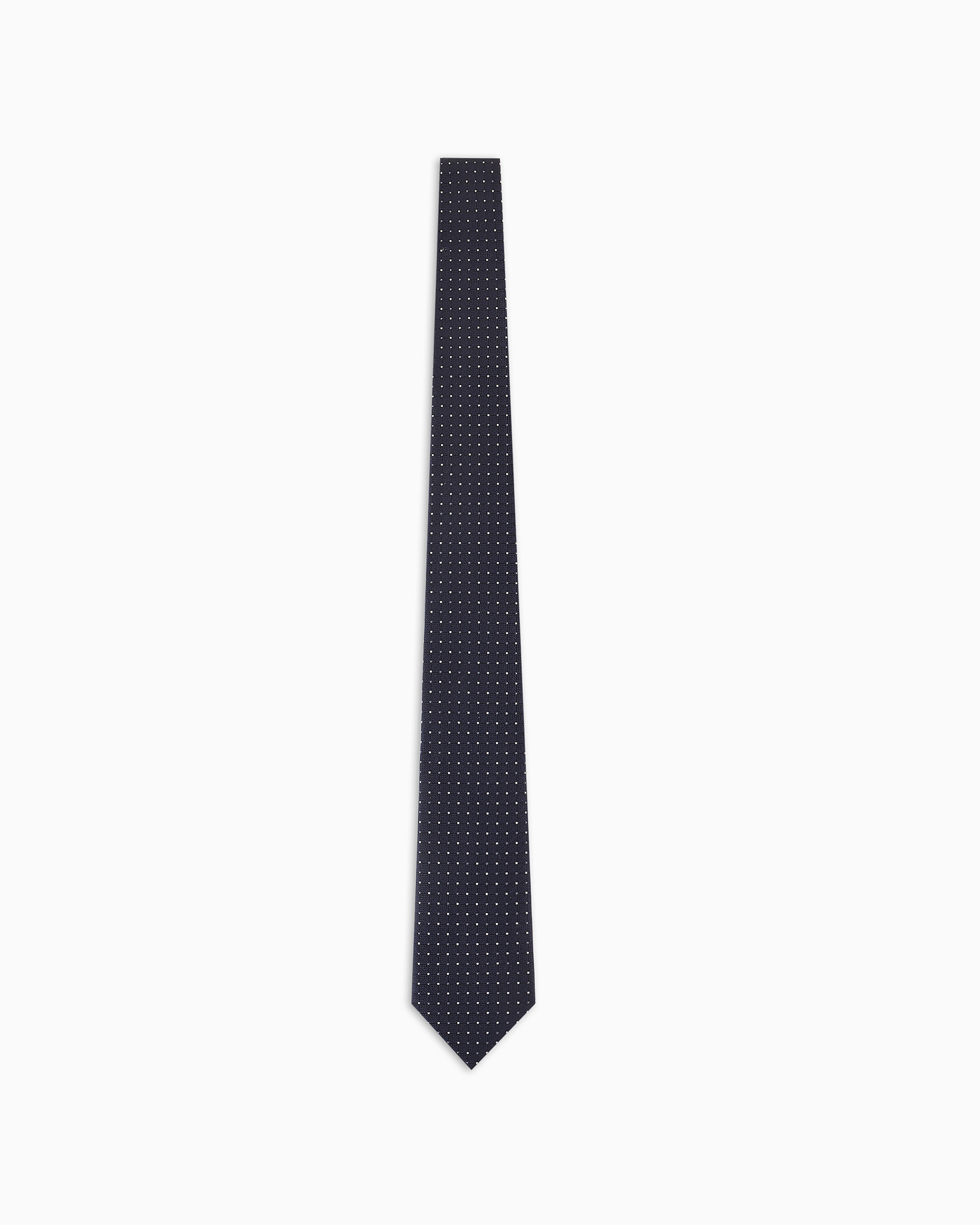 Emporio Armani Official Store Pure Silk Tie With Jacquard Micro-pattern In Navy Blue