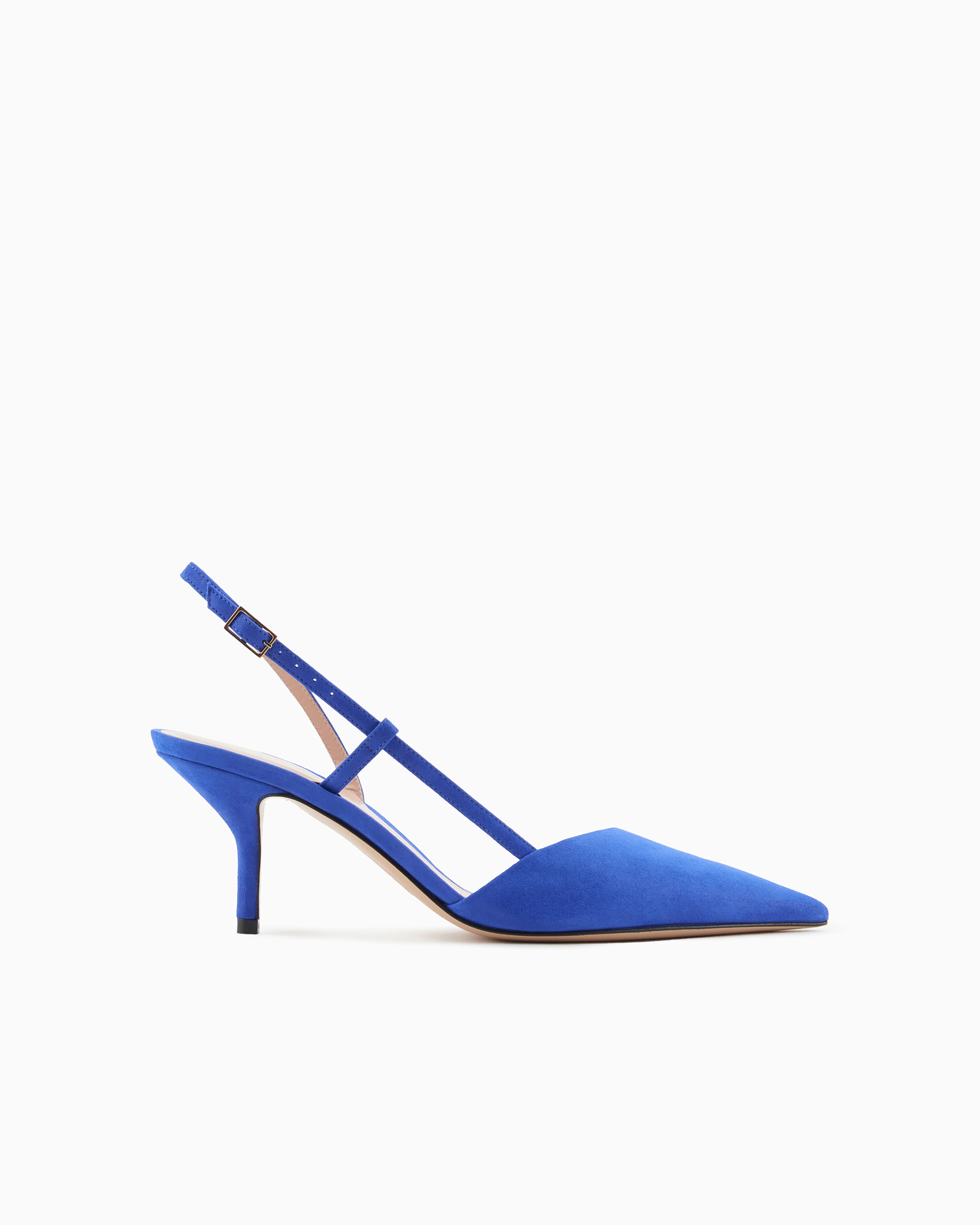 Giorgio Armani Official Store Laminated Suede Slingbacks In Electric Blue