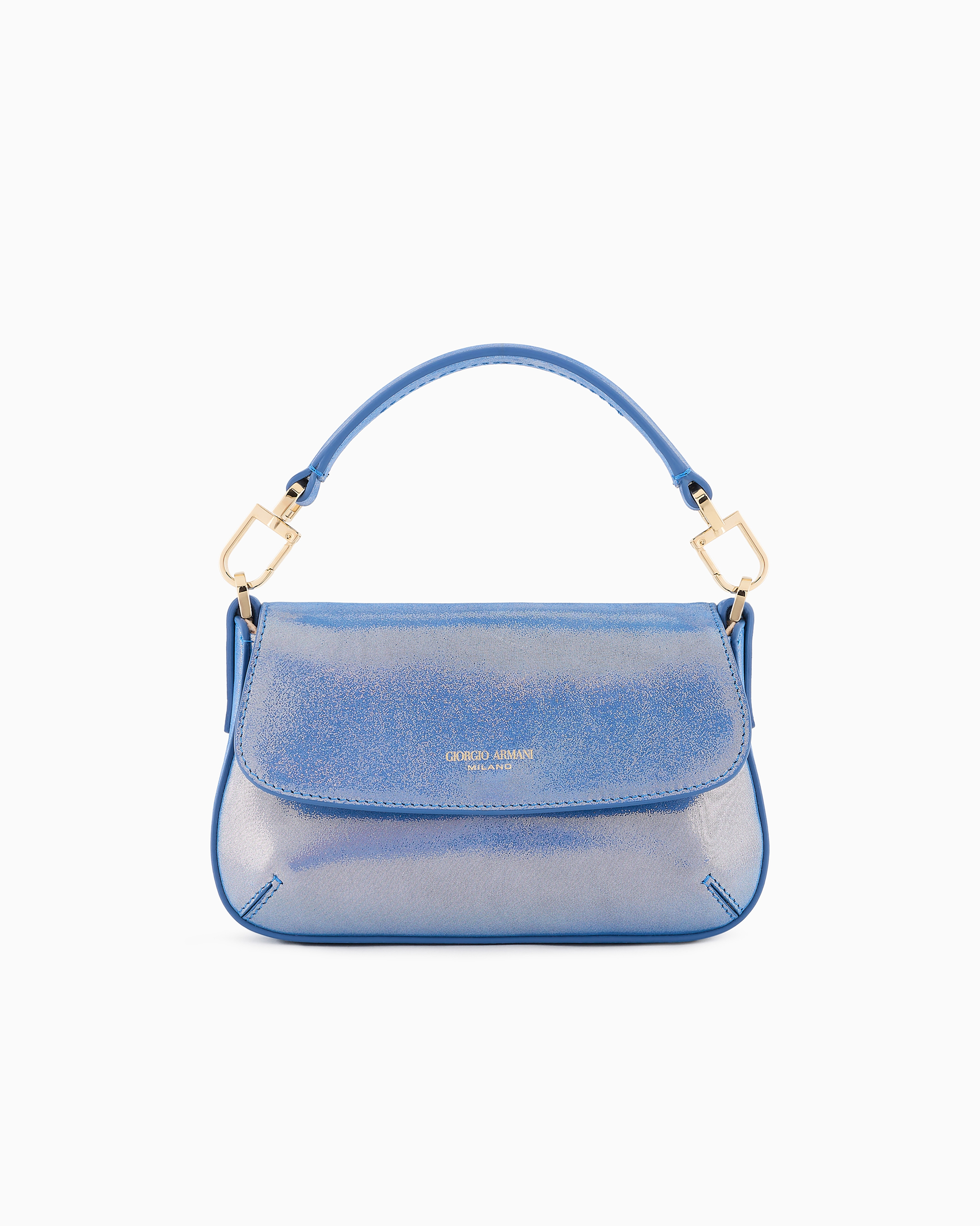 Giorgio Armani Official Store Mini Sac Baguette La Prima En Nubuck Brillant In Blue