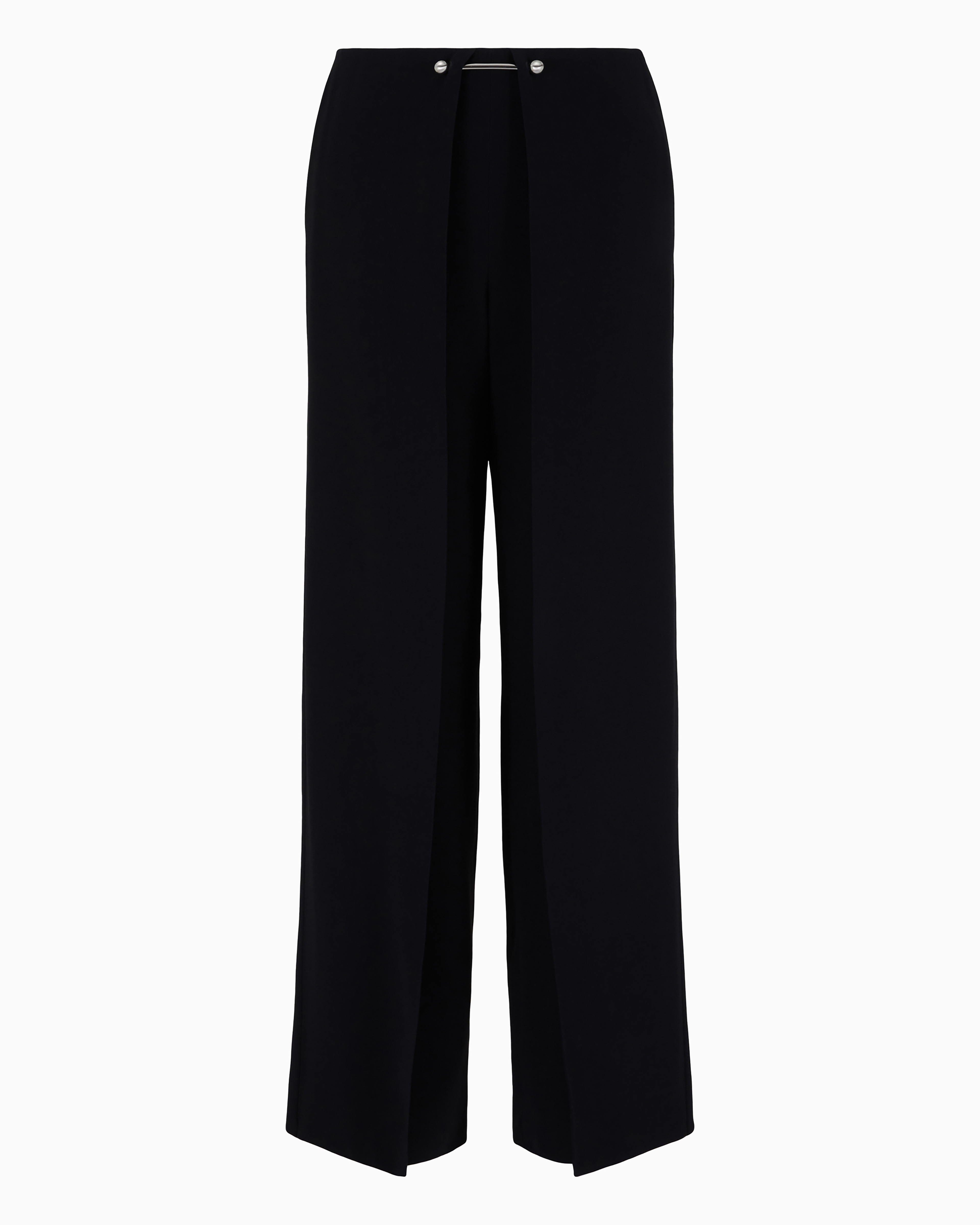 Emporio Armani Official Store Envers Satin Trousers With A Piercing-style Closure In Black