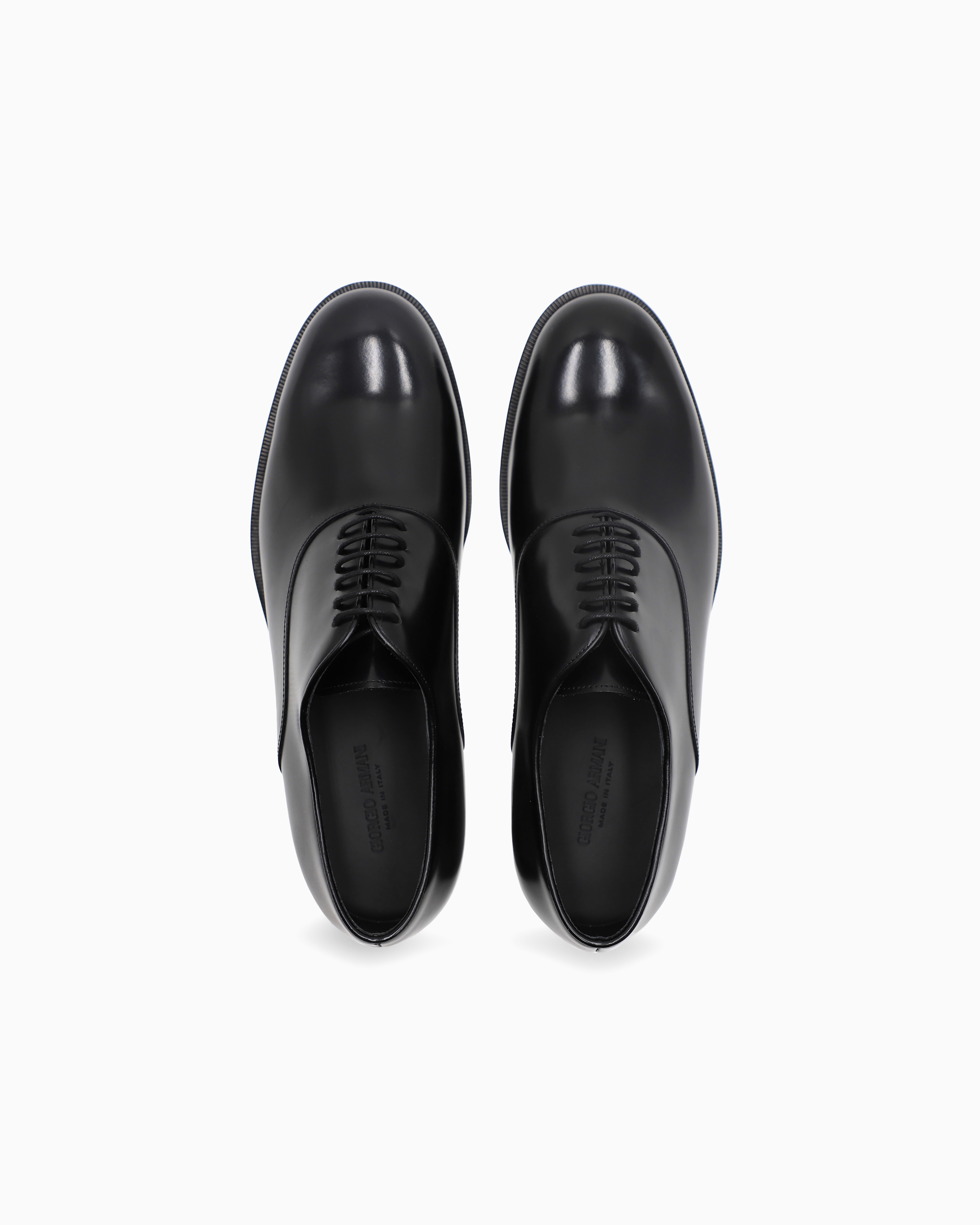 Giorgio Armani Almond Toe Lace-up Leather Shoes In Black
