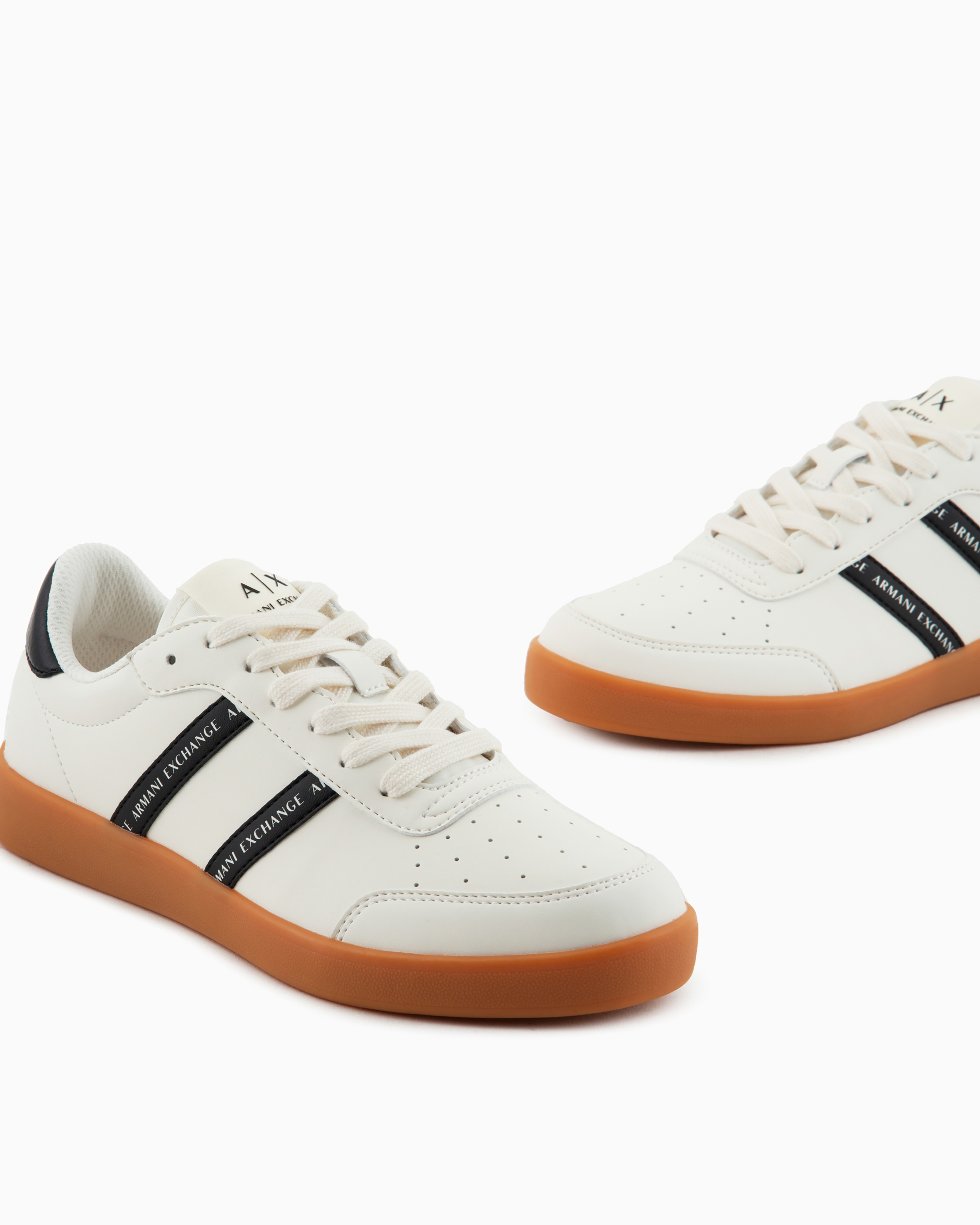 Shop Armani Exchange Sneakers With Contrasting Side Bands In Bianco E Nero