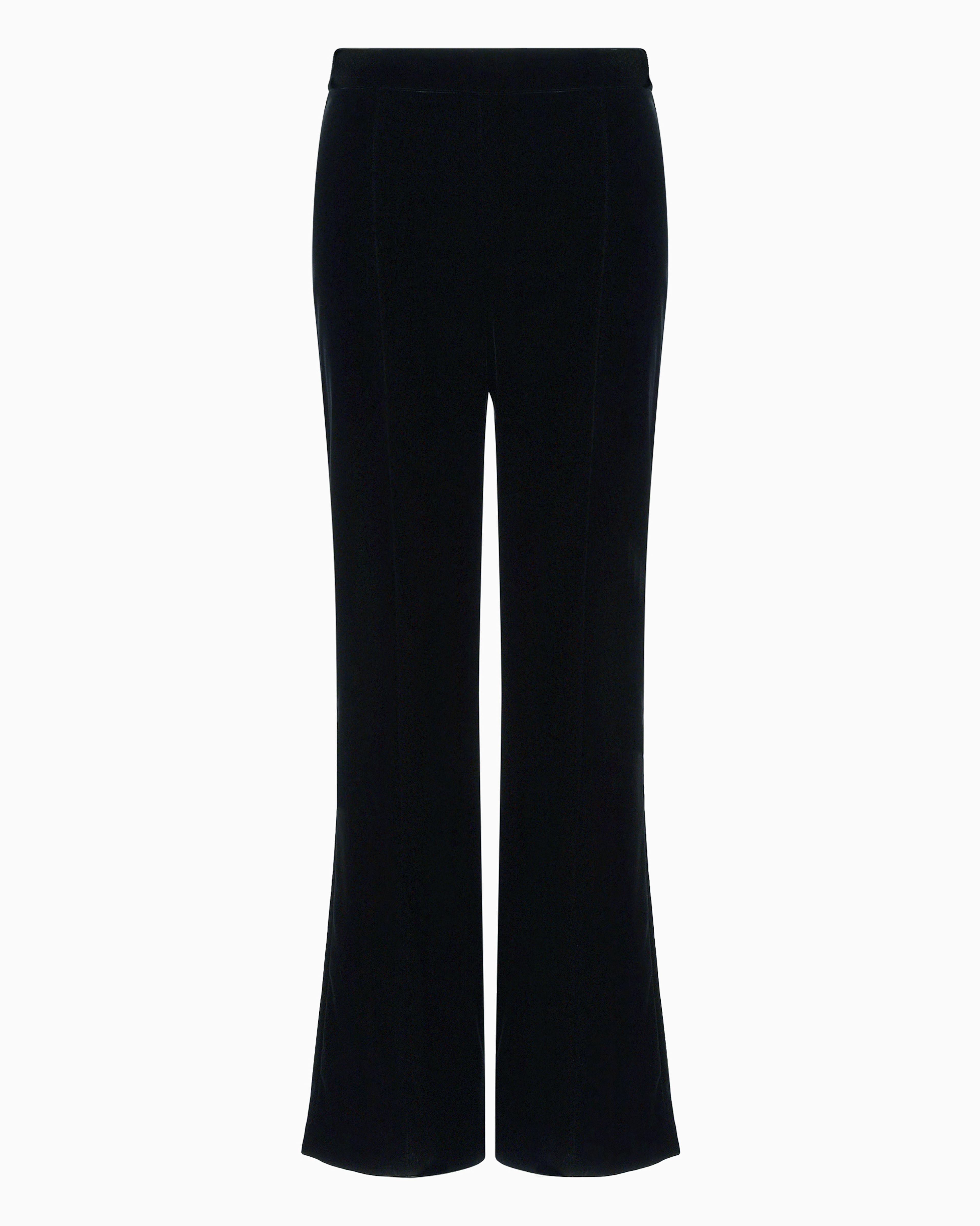 Giorgio Armani Official Store Cropped Trousers In Velvet In Navy Blue