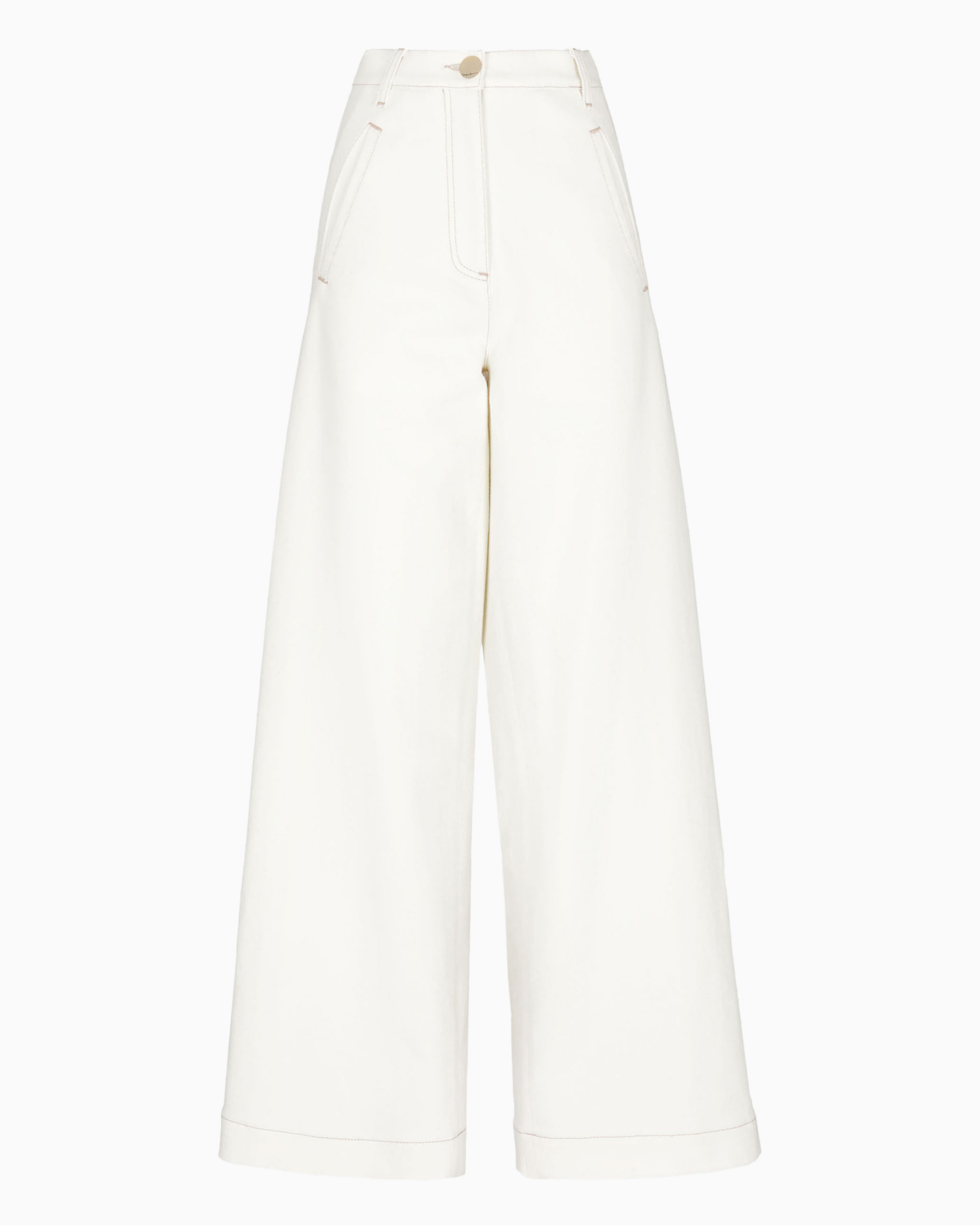 Giorgio Armani Official Store Denim Collection Wide-leg Trousers In Stretch Cotton Denim In White