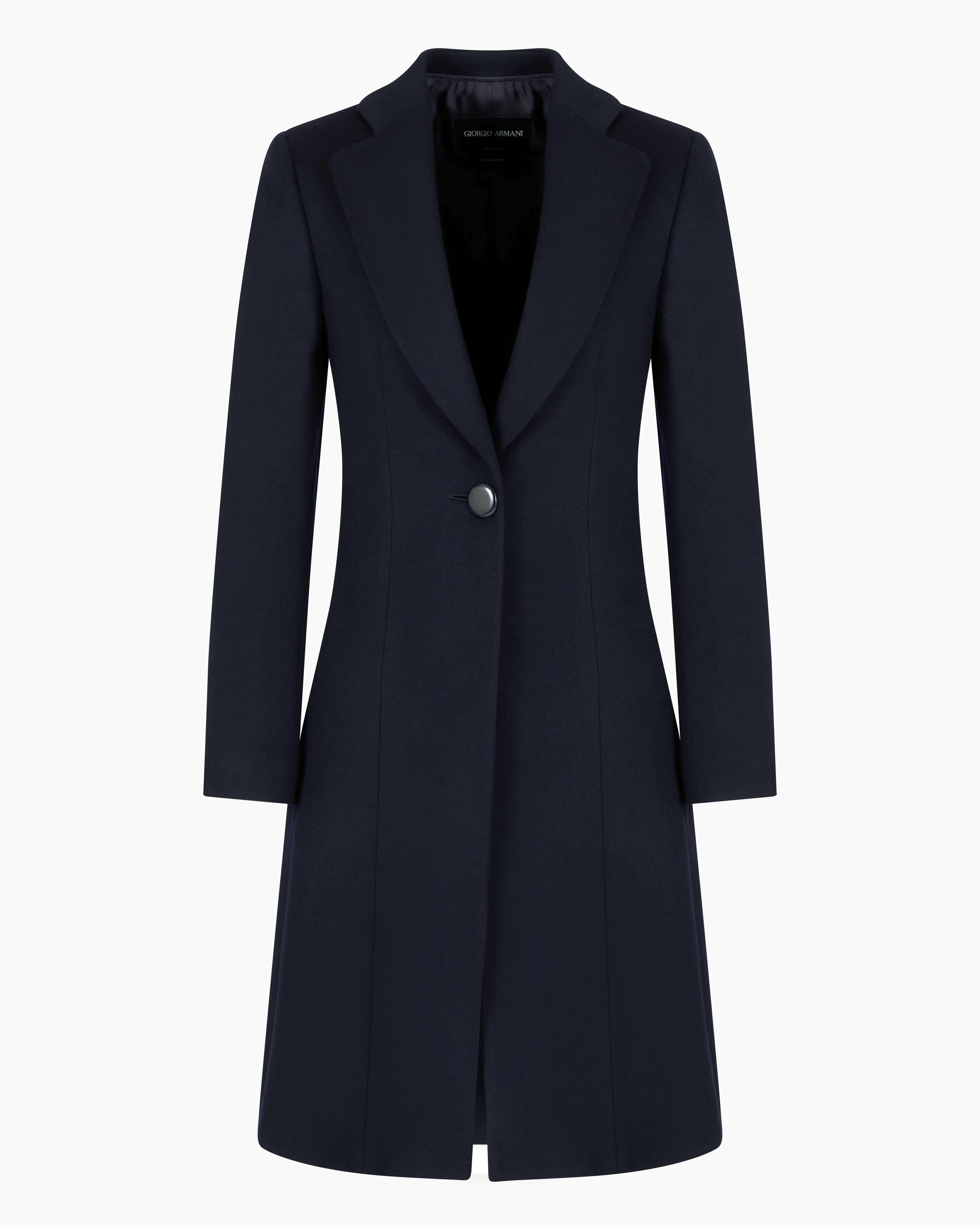 Shop Giorgio Armani Pure Cashmere Single-breasted Coat In Navy_blue