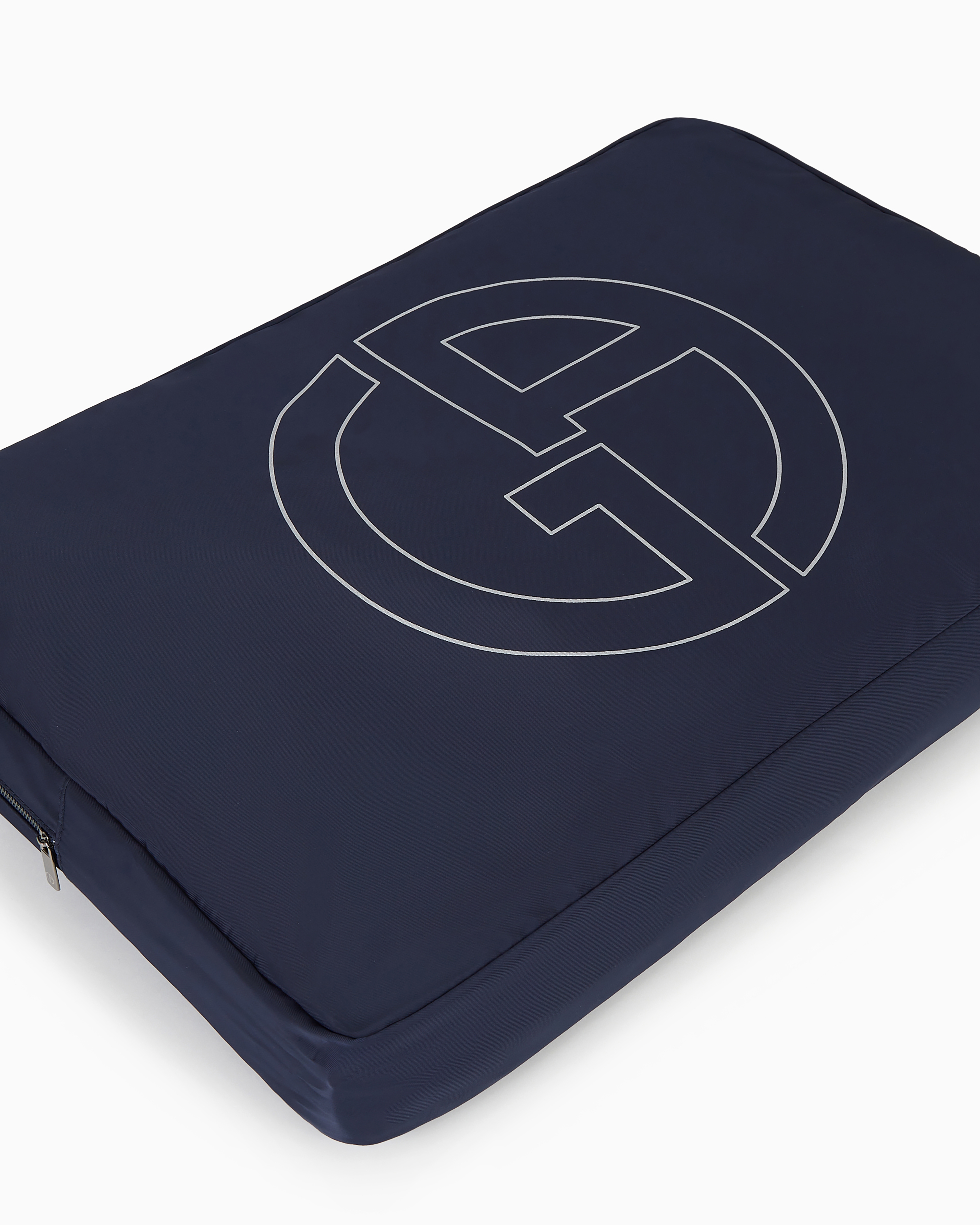 Giorgio Armani Official Store Cotton-terry Beach Towel With Oversized Jacquard Ga Logo In Midnight Blue