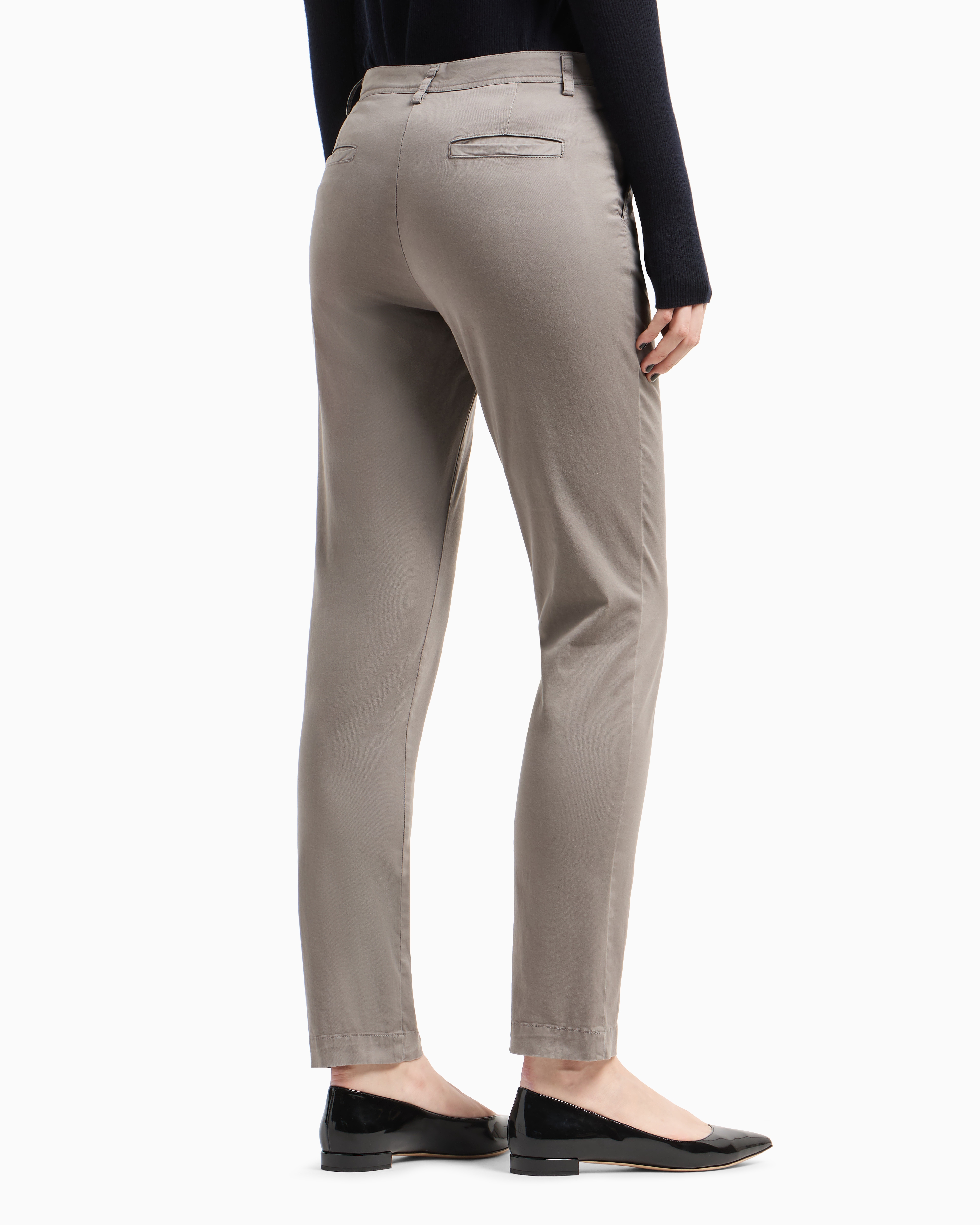 Giorgio Armani Official Store Stretch Cotton Chinos In Dove Grey
