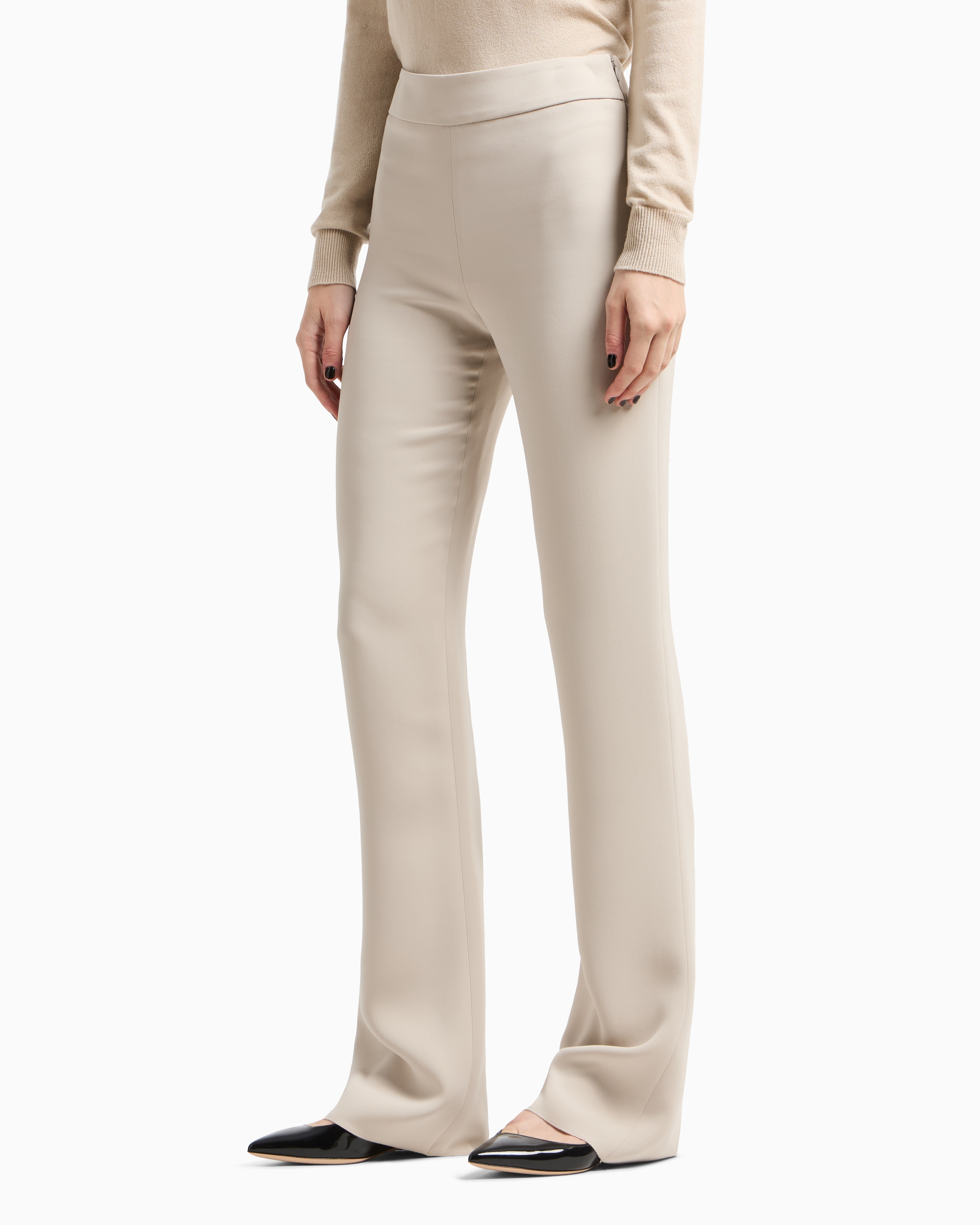 Giorgio Armani Official Store Mulberry Silk Palazzo Trousers In White