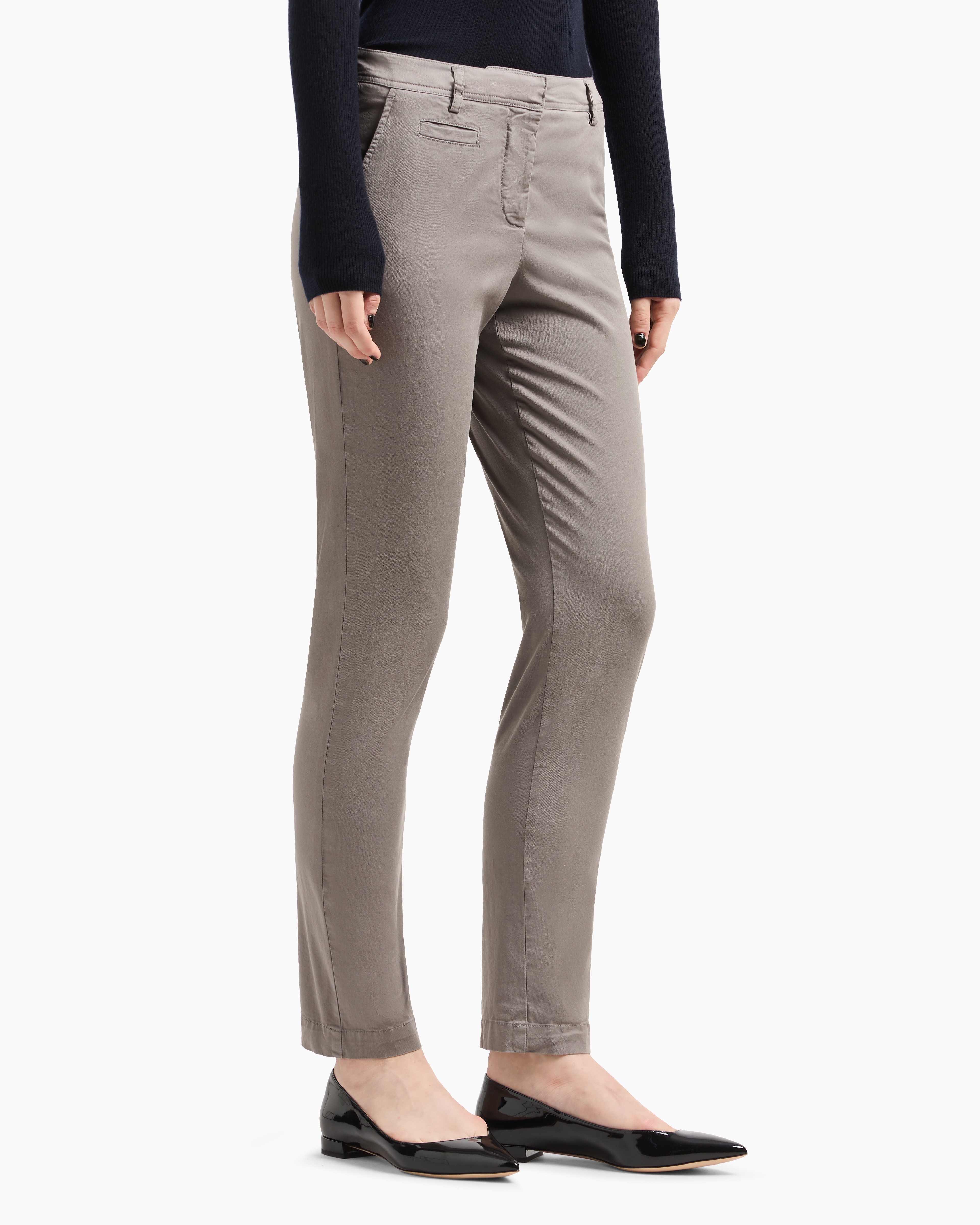 Giorgio Armani Official Store Stretch Cotton Chinos In Dove Grey