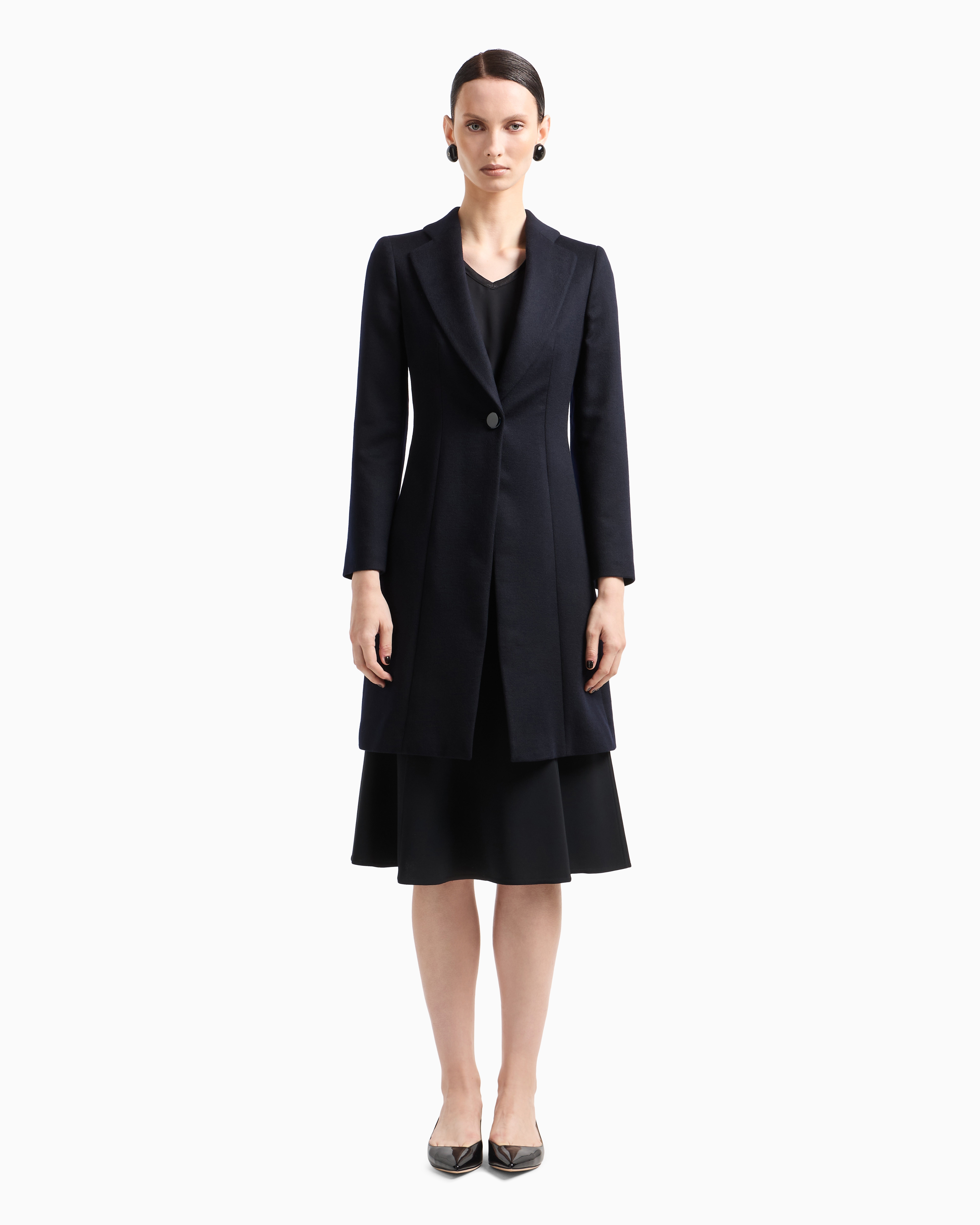 Shop Giorgio Armani Pure Cashmere Single-breasted Coat In Navy_blue