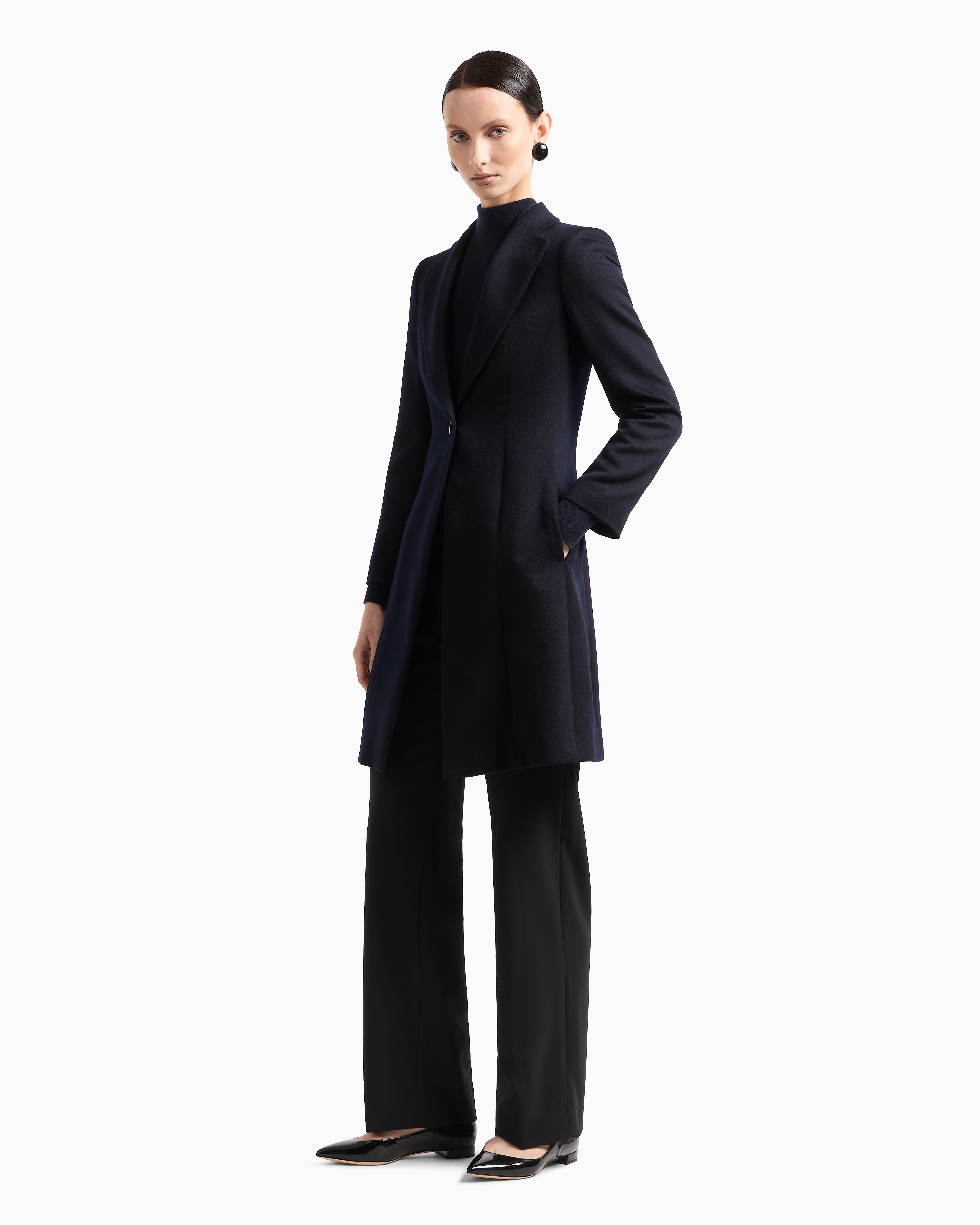 Shop Giorgio Armani Pure Cashmere Mock-neck Jumper In Navy Blue