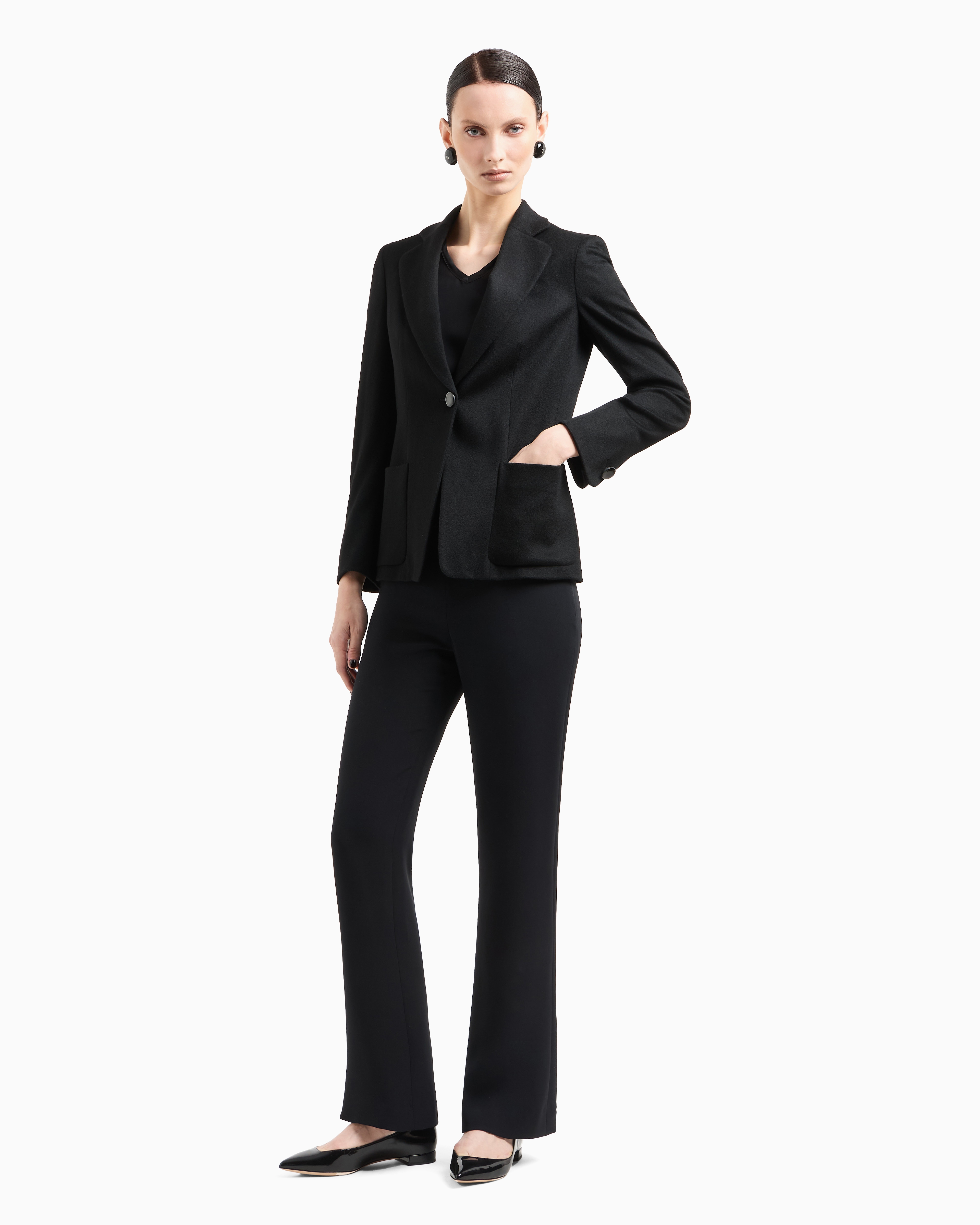 Giorgio Armani Silk Charmeuse Blouse With V Neckline In Black