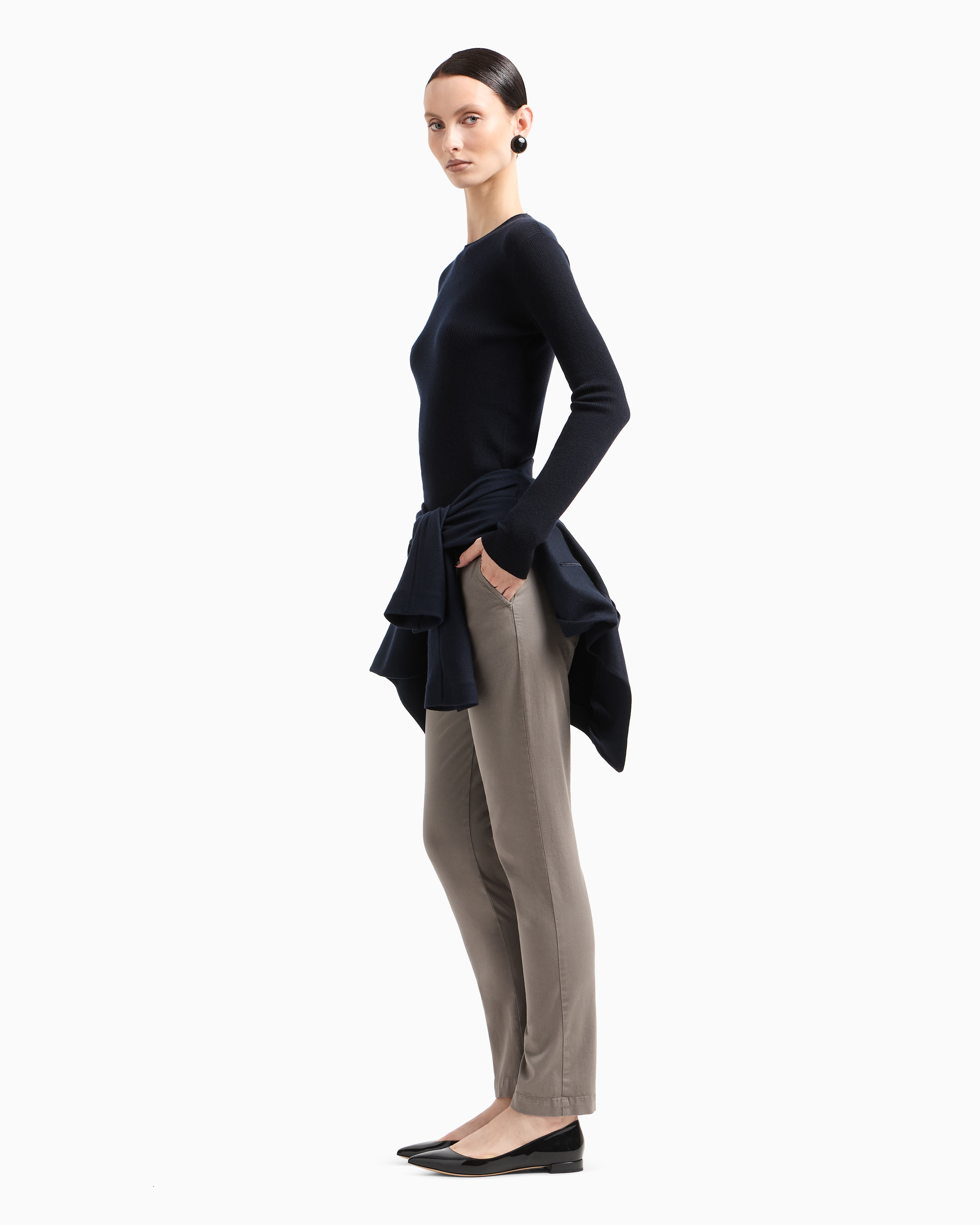 Giorgio Armani Official Store Stretch Cotton Chinos In Dove Grey