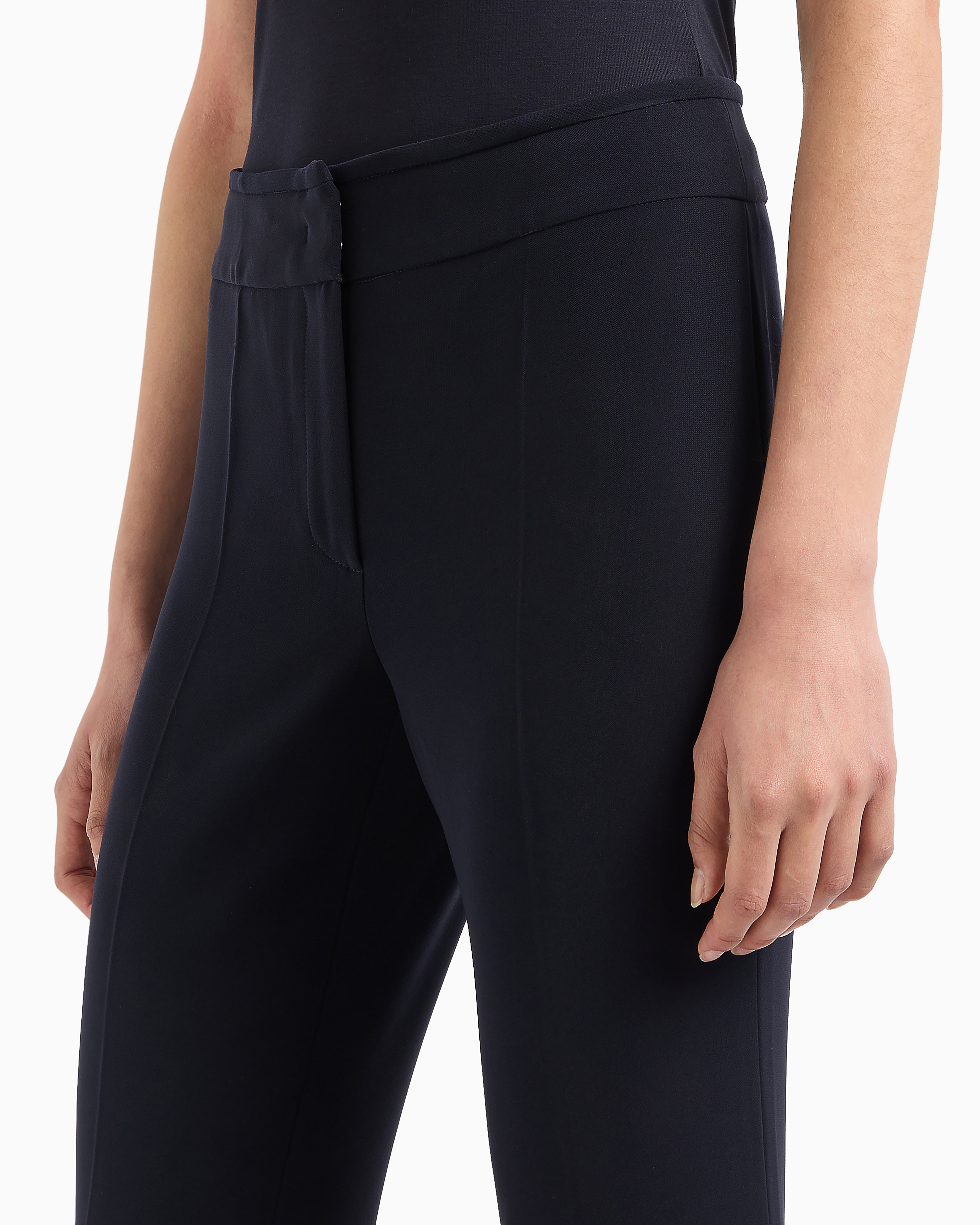 Emporio Armani Technical Cady Flared 7/8 Trousers In Black