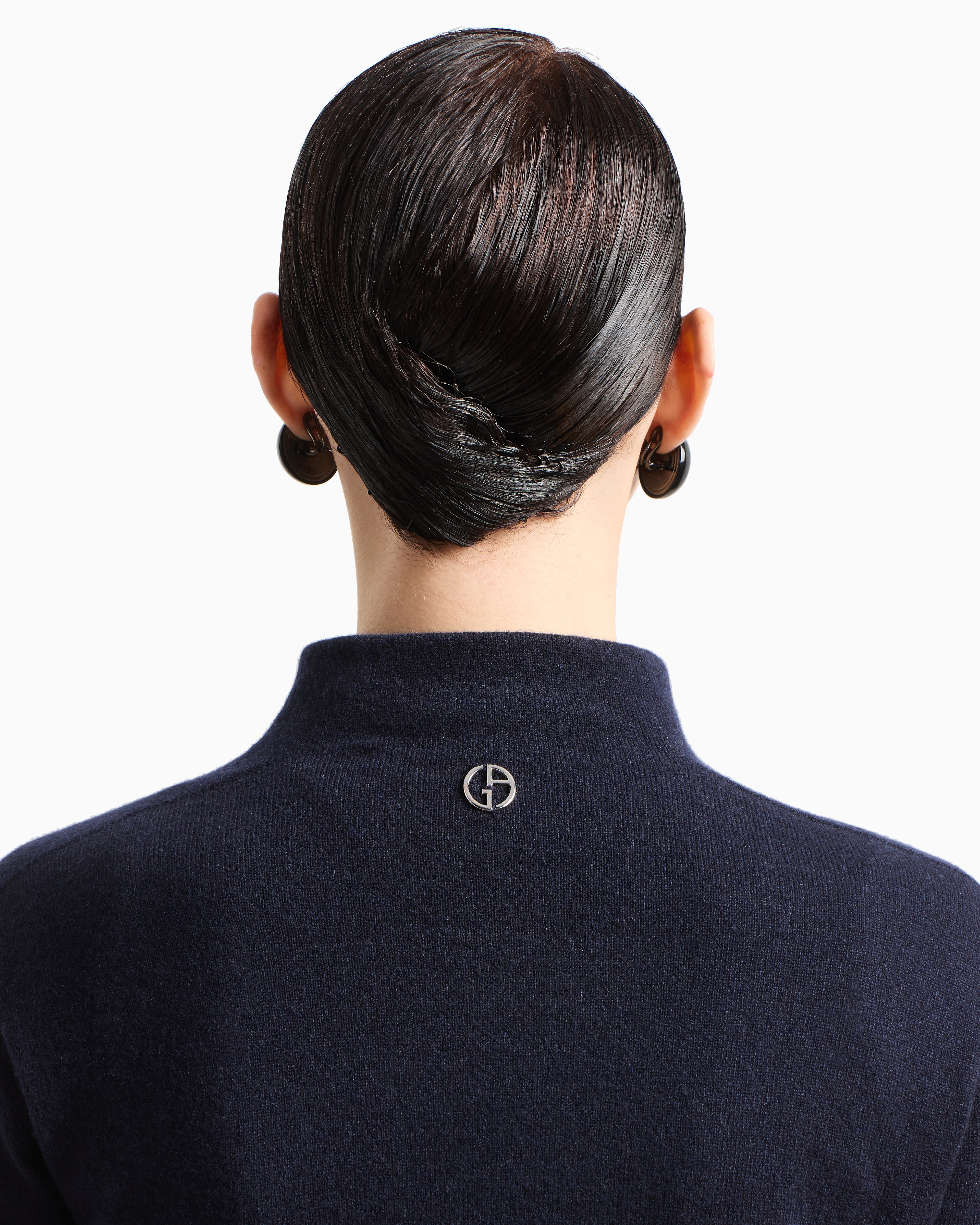 Shop Giorgio Armani Pure Cashmere Mock-neck Jumper In Navy Blue