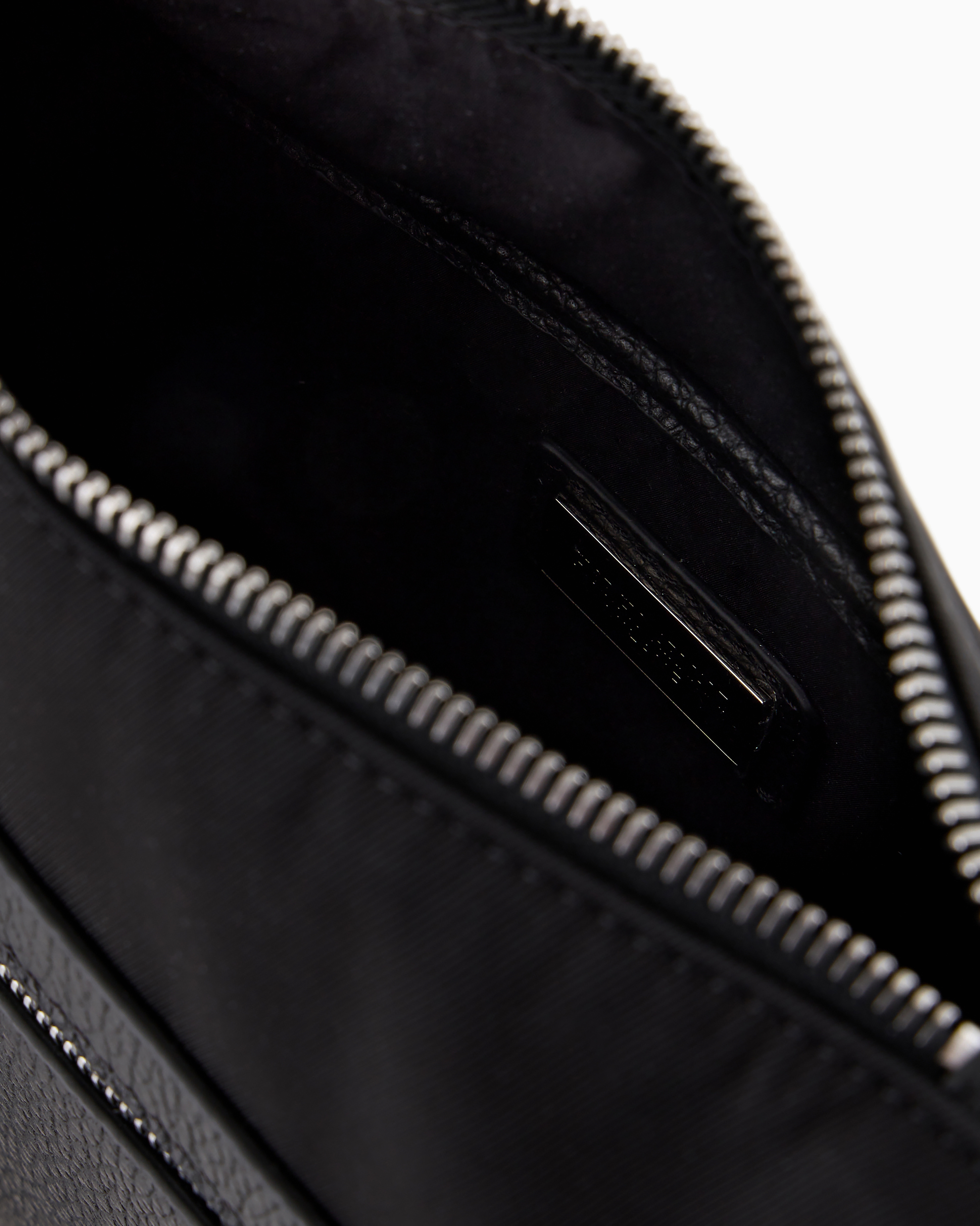 Giorgio Armani Official Store Armani Sustainability Values Nylon And Pebbled Leather Crossbody Bag In Black