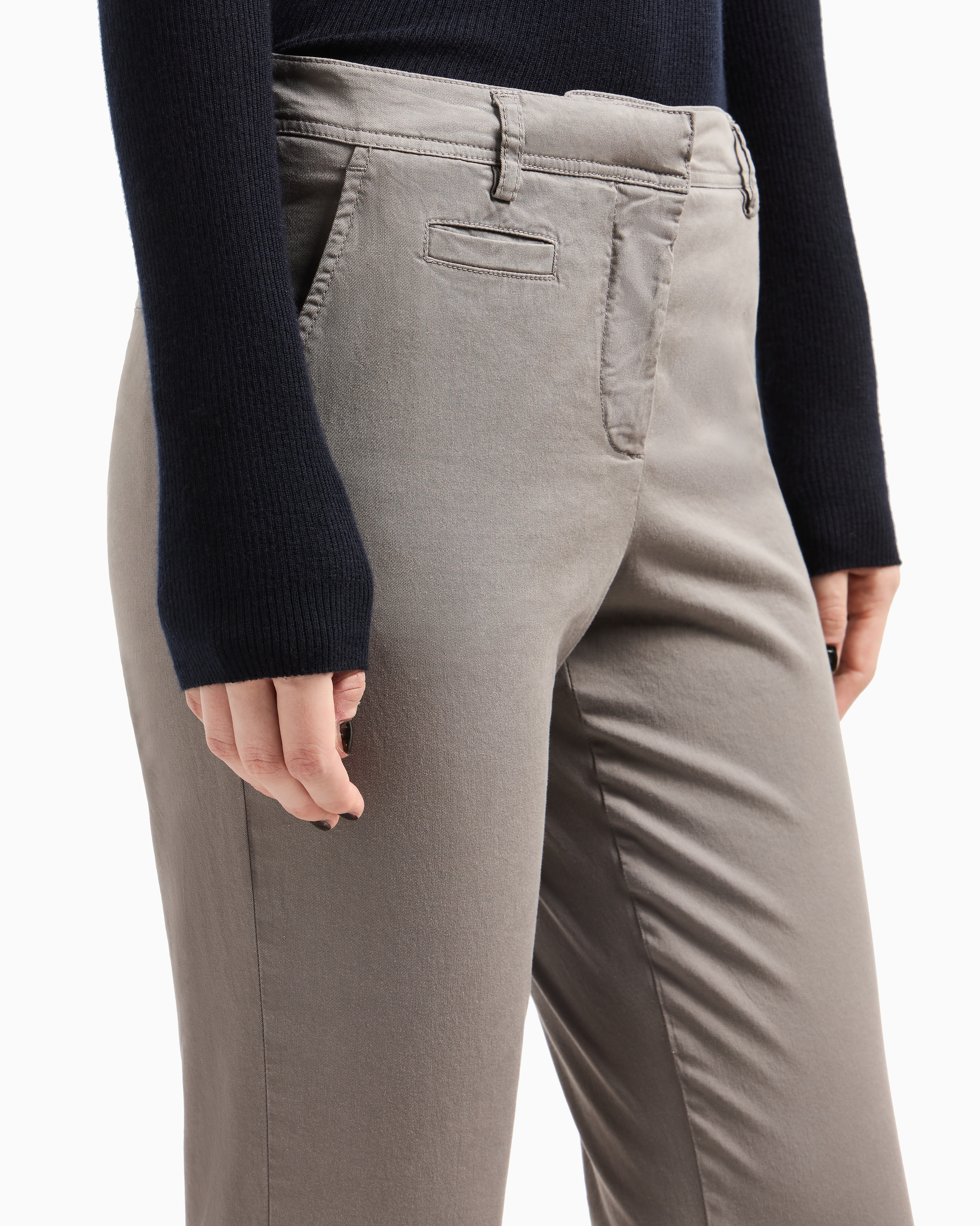 Giorgio Armani Official Store Stretch Cotton Chinos In Dove Grey