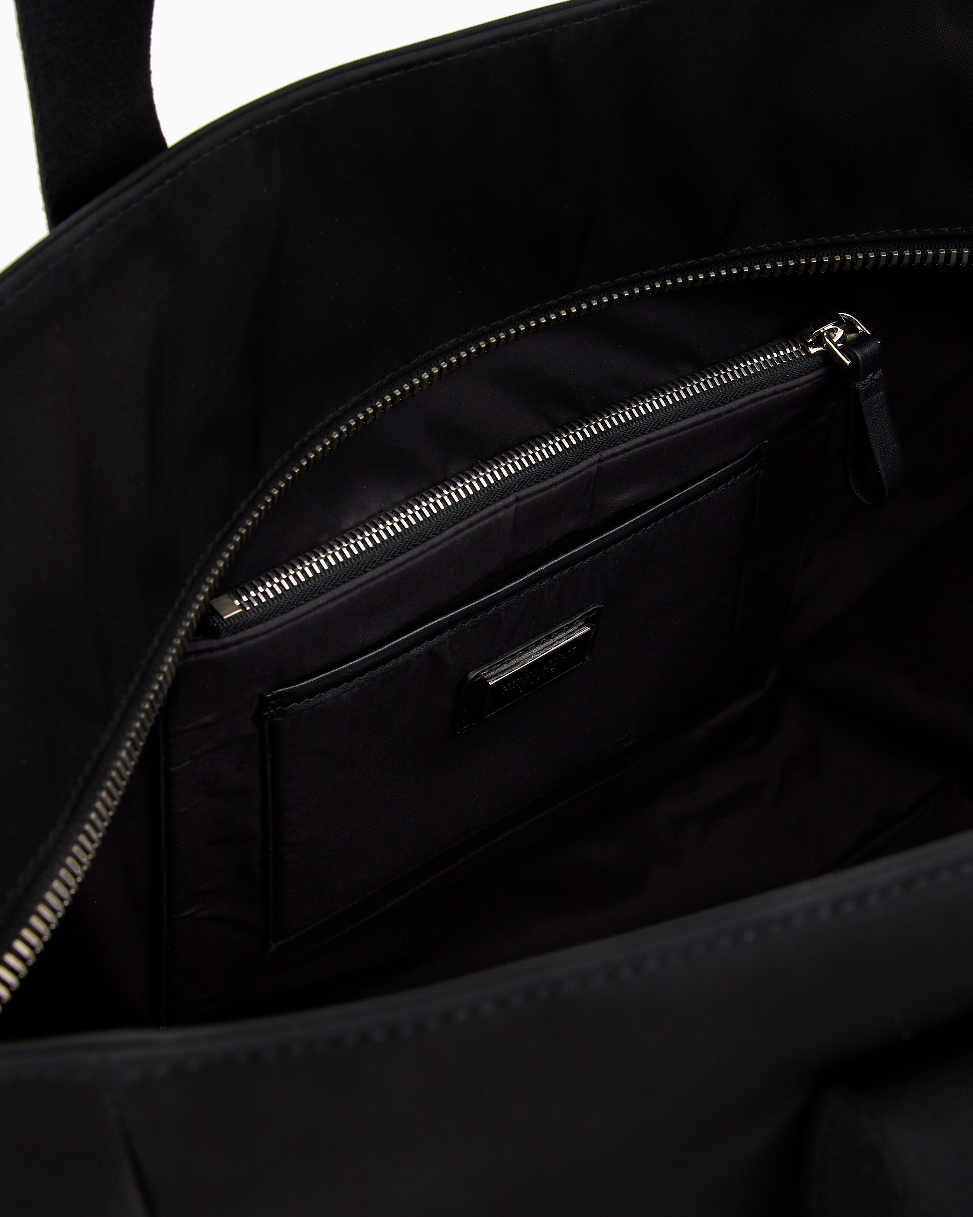 Giorgio Armani Official Store Armani Sustainability Values Small Nylon Shopper Bag In Black