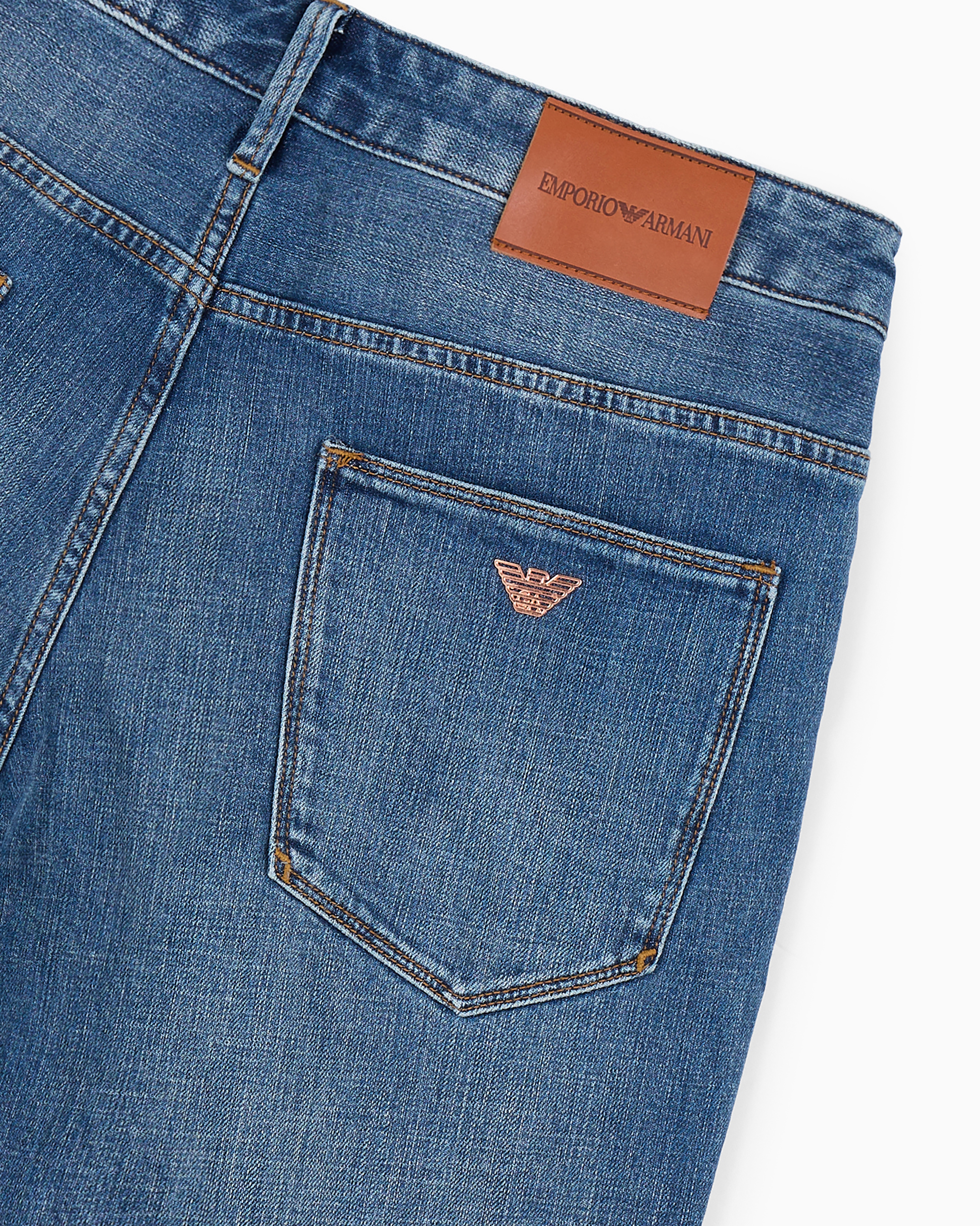 Emporio Armani J06 Slim-fit, Bleached-effect Comfort-denim Jeans In Blue