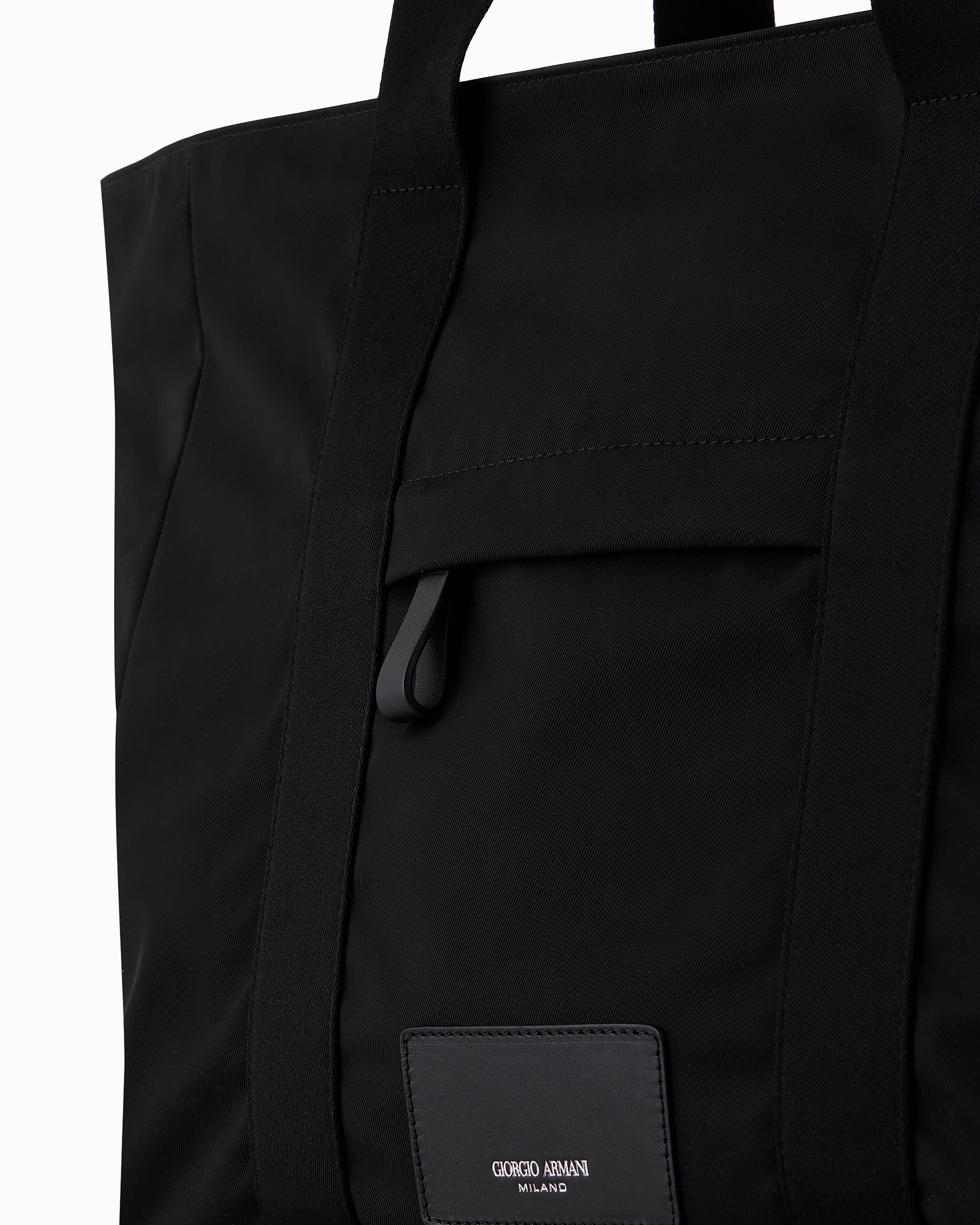 Giorgio Armani Official Store Armani Sustainability Values Small Nylon Shopper Bag In Black