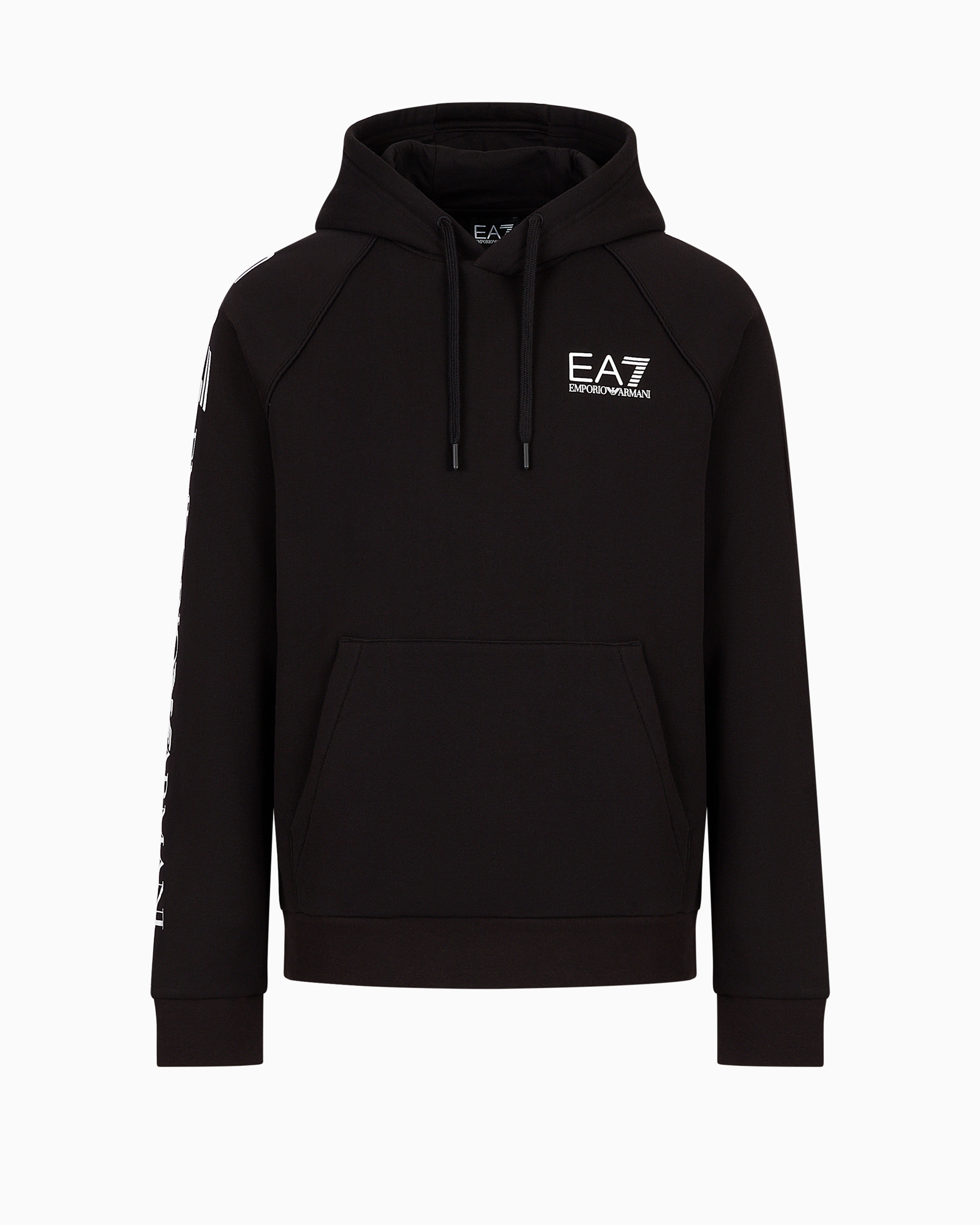 EA7 COTTON-BLEND HOODED LOGO SERIES SWEATSHIRT 