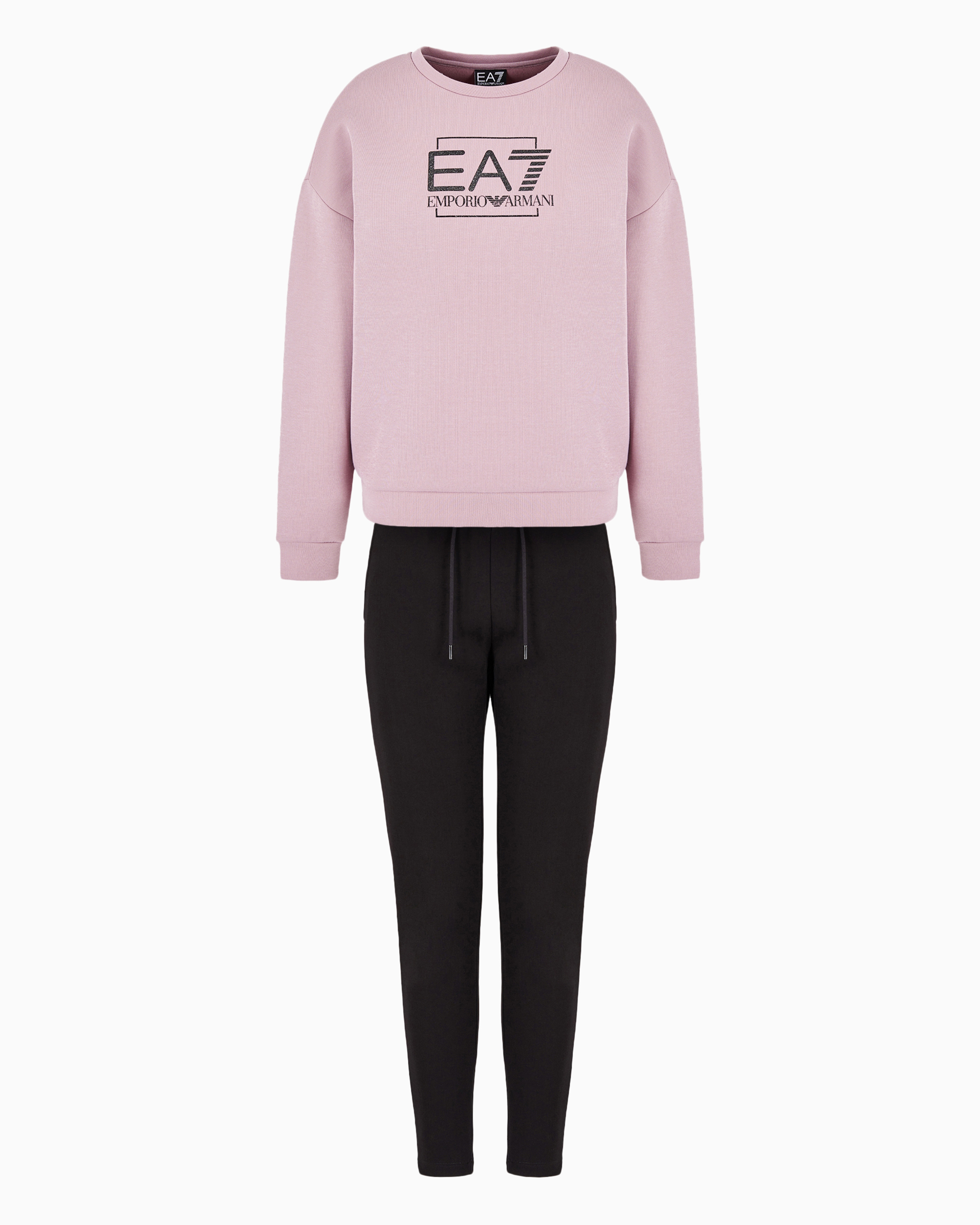 Ea7 Official Store Cotton-blend Tracksuit With Glitter  Logo In Multi