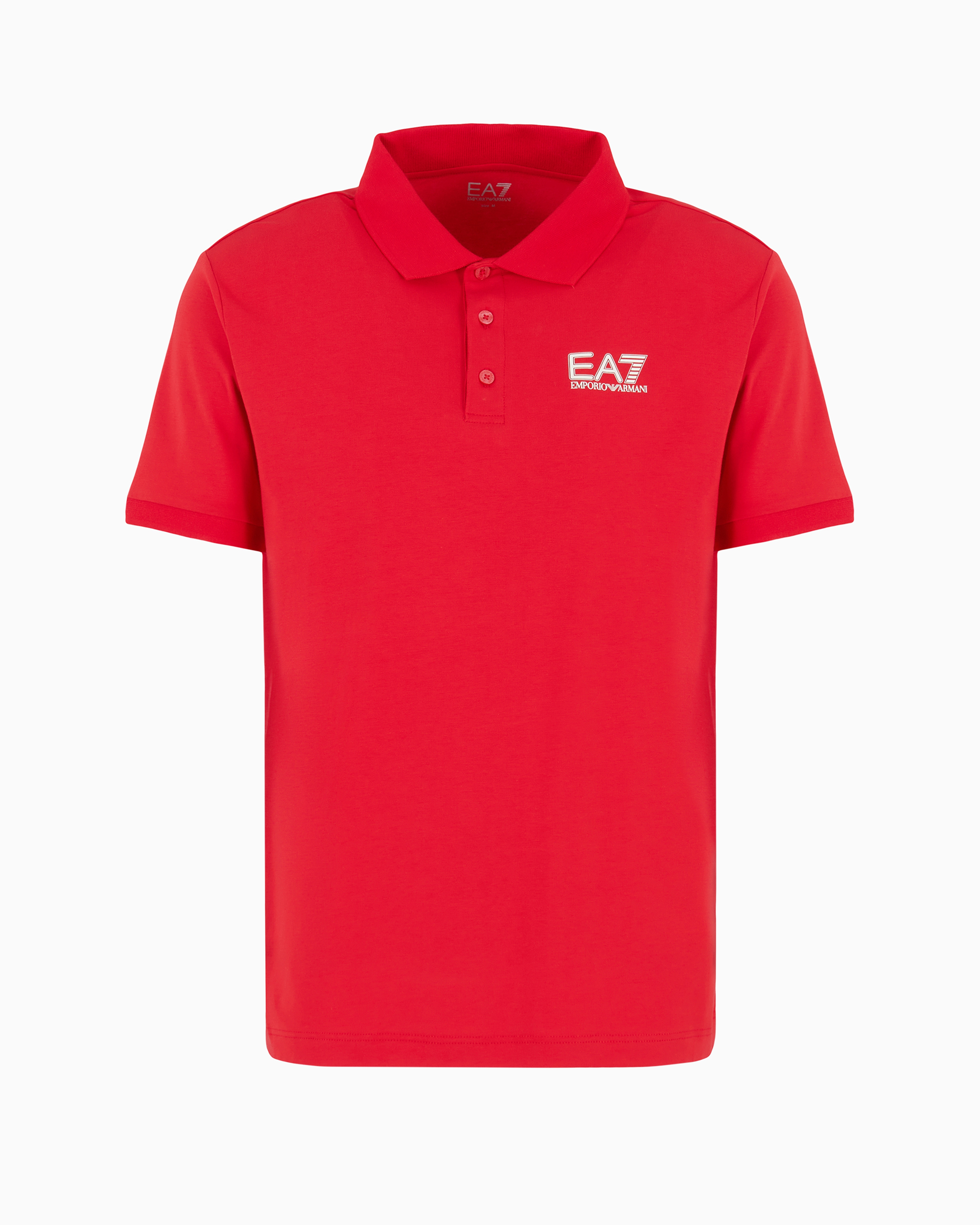 Ea7 Official Store Visibility Stretch-cotton Polo Shirt In Red