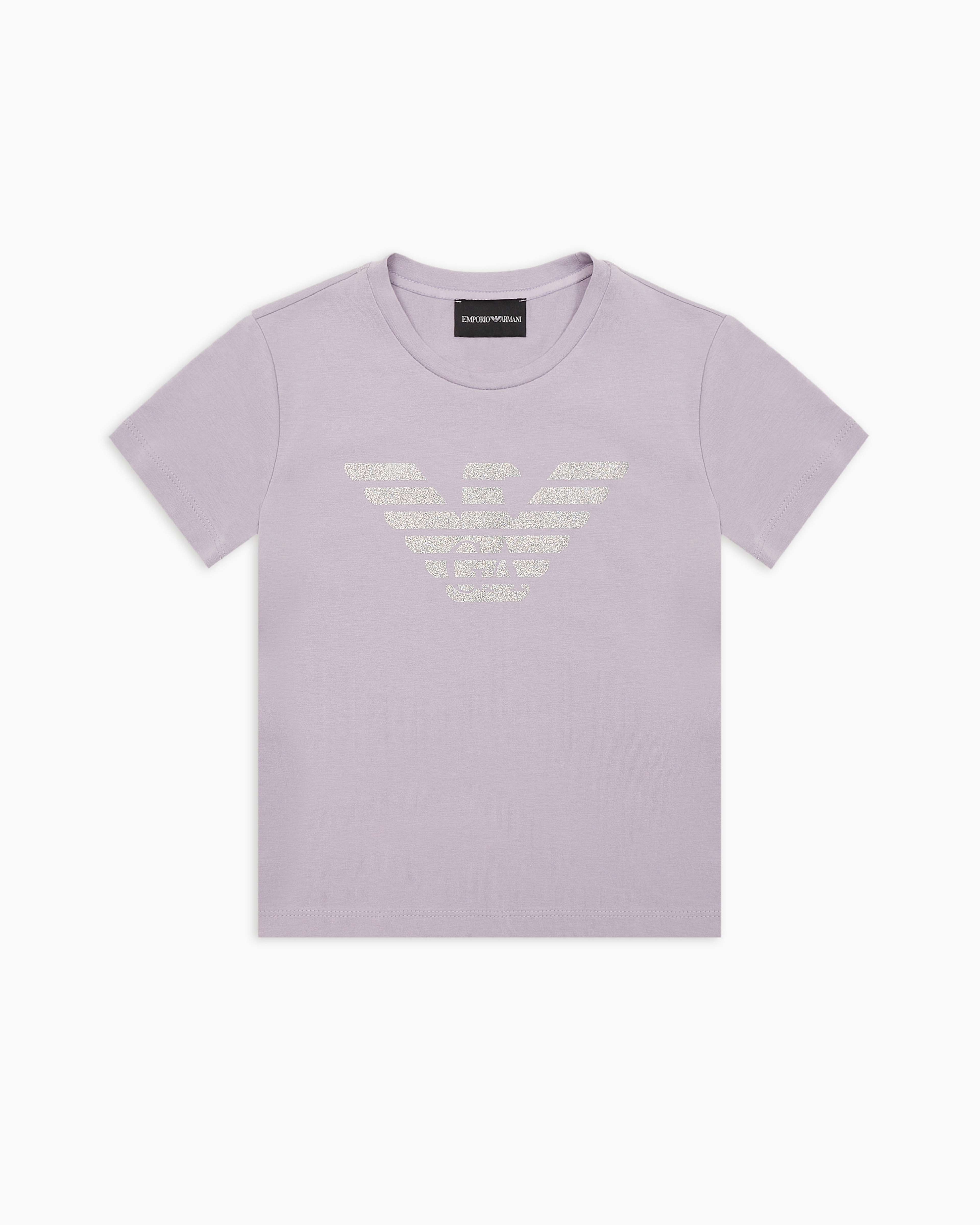 Emporio Armani Asv Jersey T-shirt With Glitter Eagle In Purple