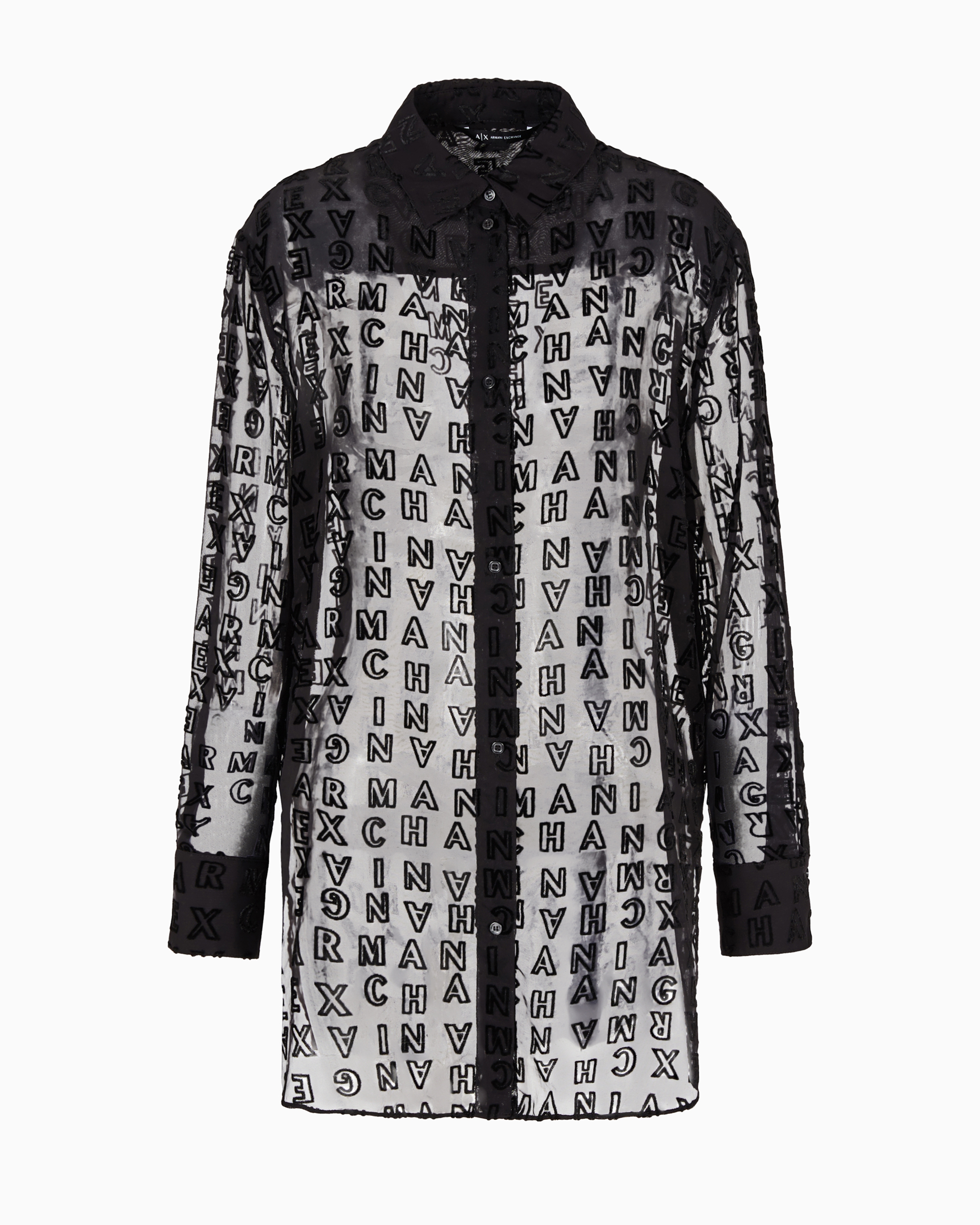 Long shirt transparent fabric with allover logo