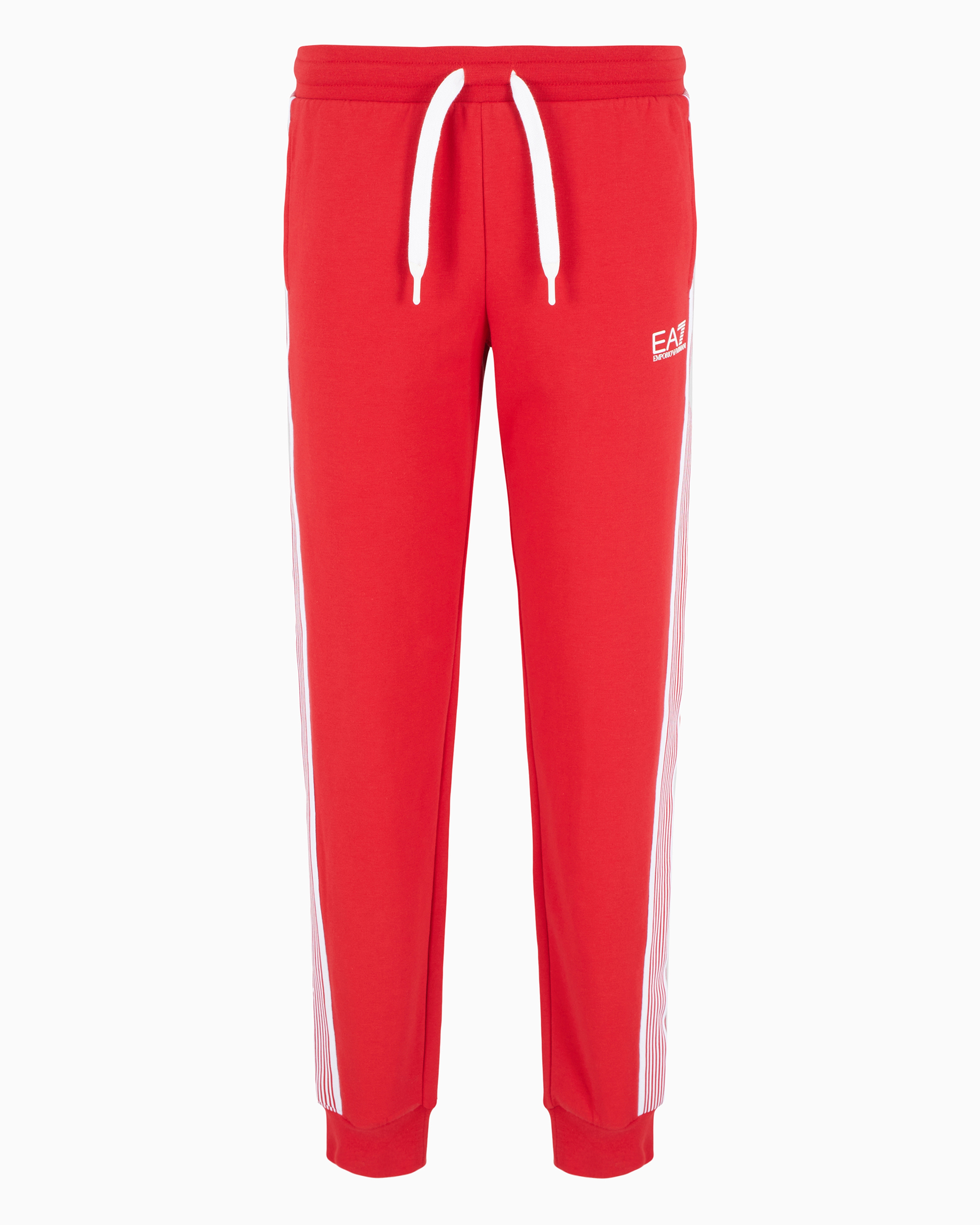 Ea7 Asv 7 Lines Recycled Cotton-blend Joggers In Red