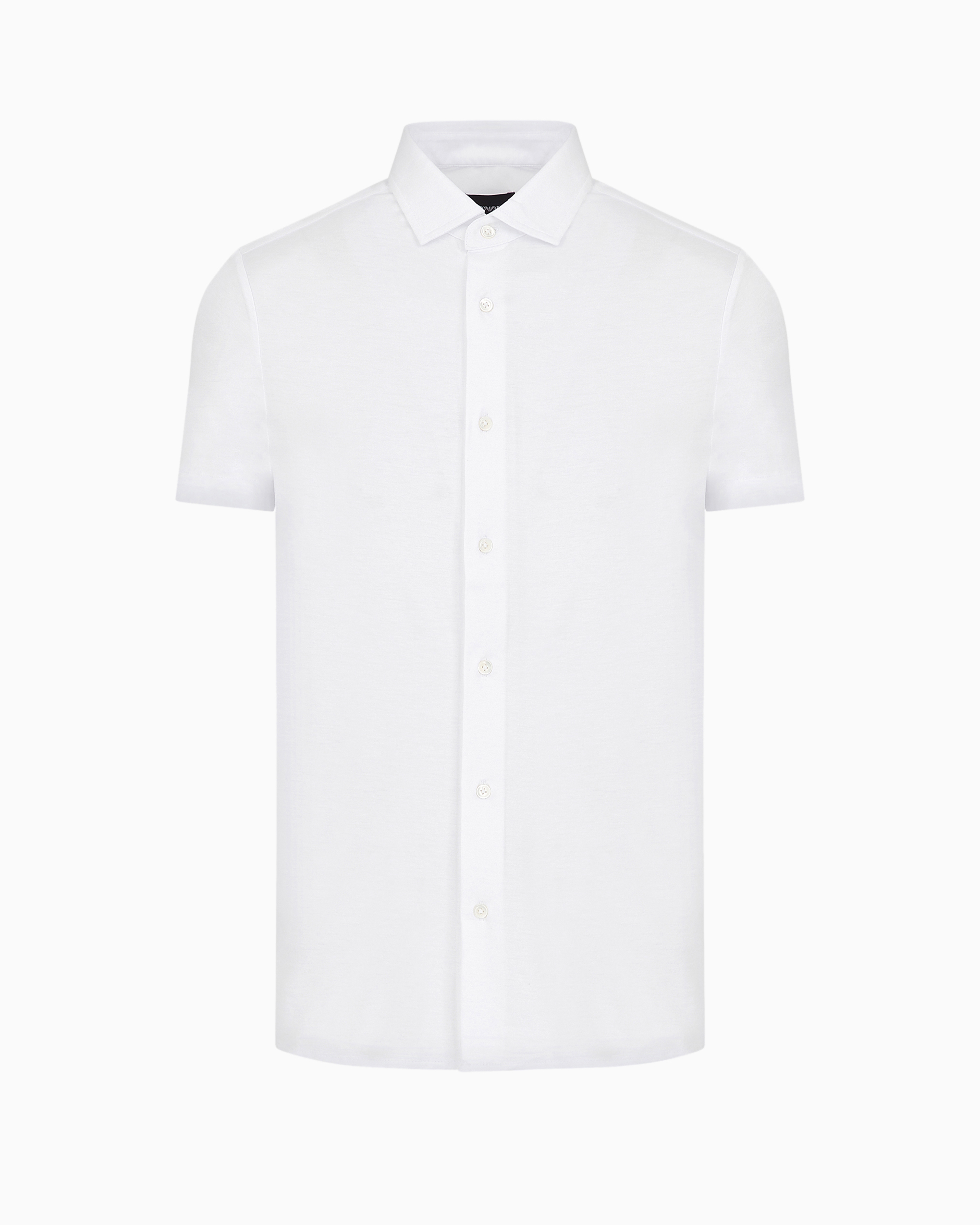 Shop Emporio Armani Asv Lyocell-blend Jersey Short-sleeved Shirt In White