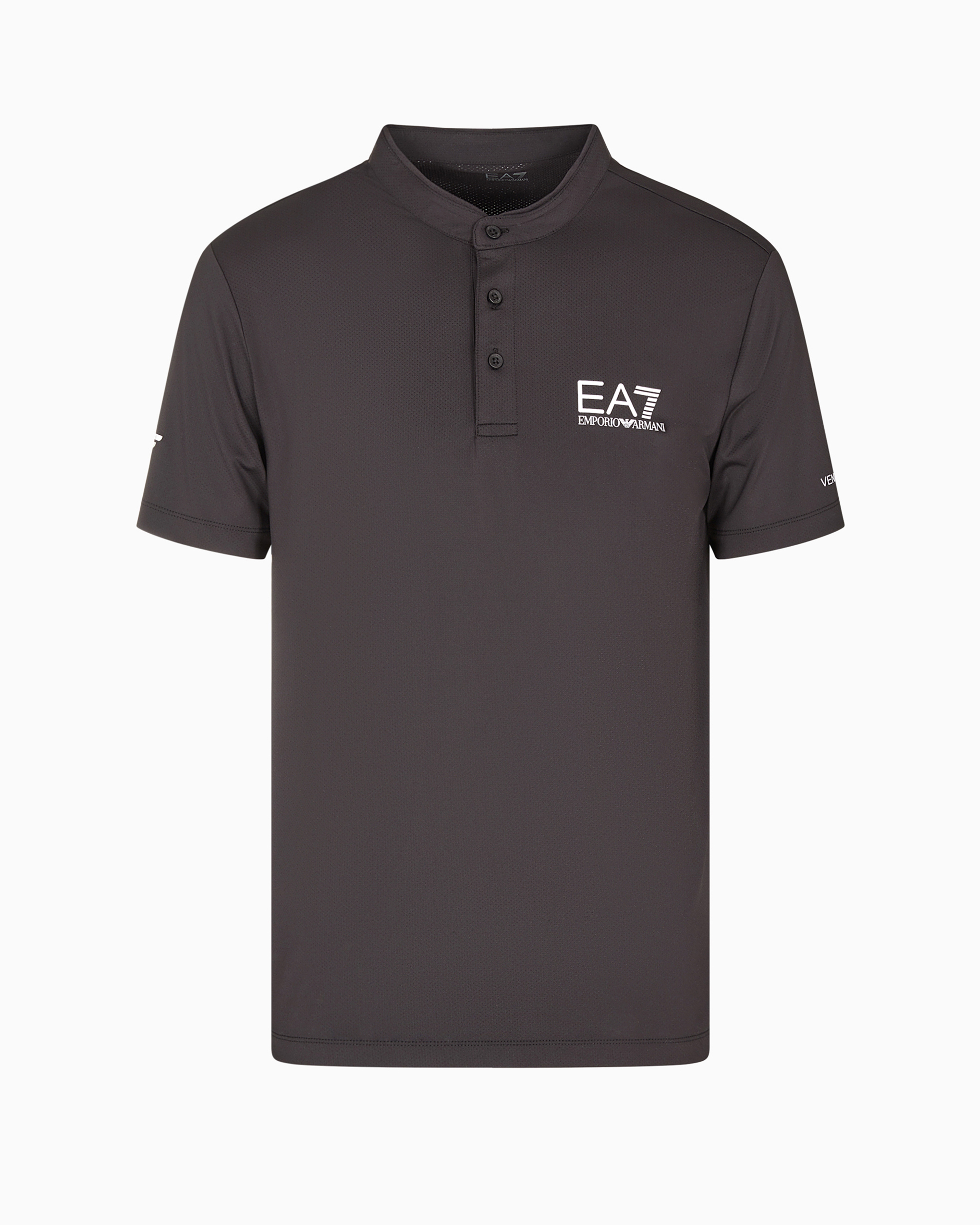 Ea7 Official Store Tennis Pro Henley-collar Polo Shirt In Ventus7 Technical Fabric In Black