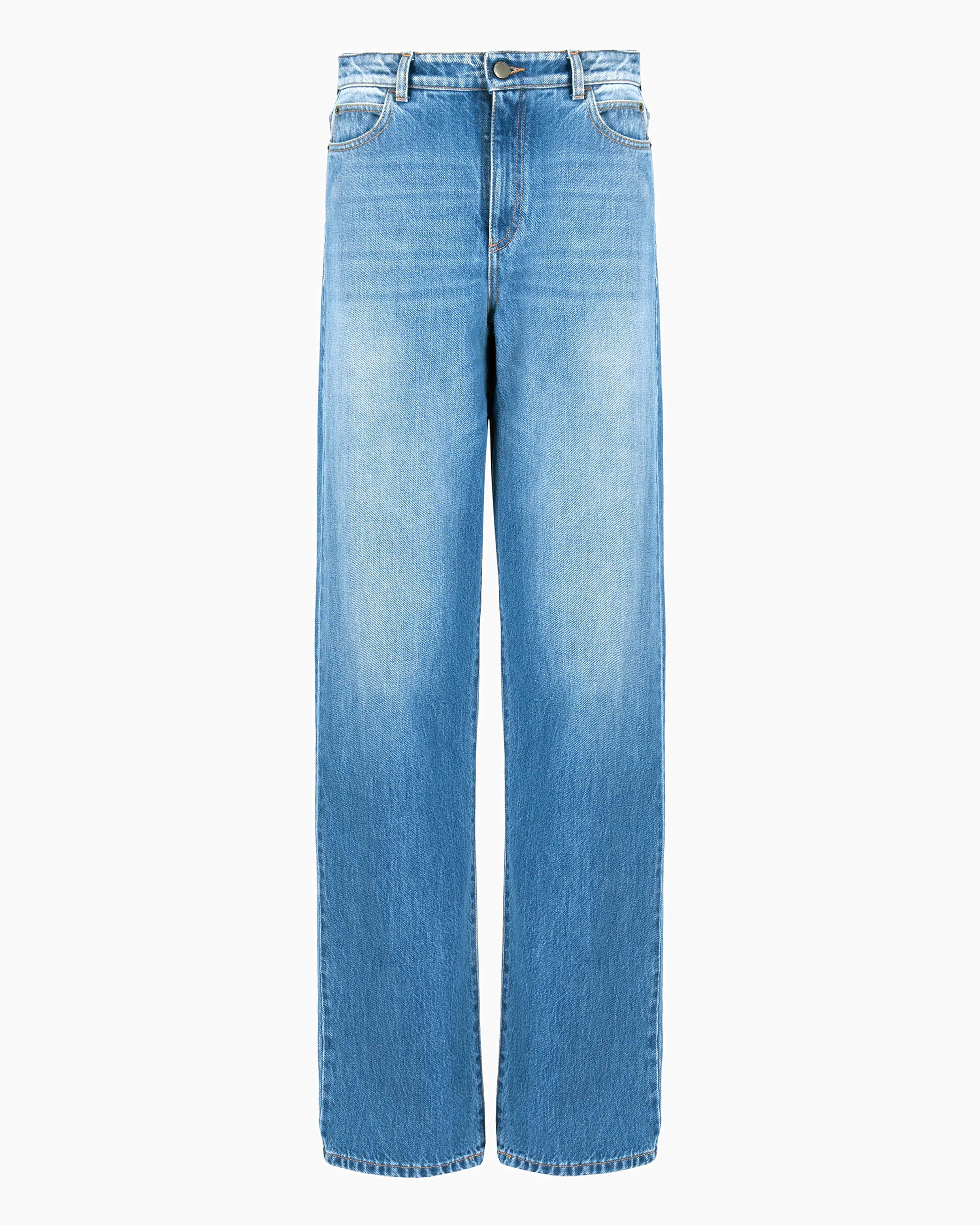 Shop Emporio Armani J4b Mid-rise Straight-leg, Comfort-denim Jeans In Blue