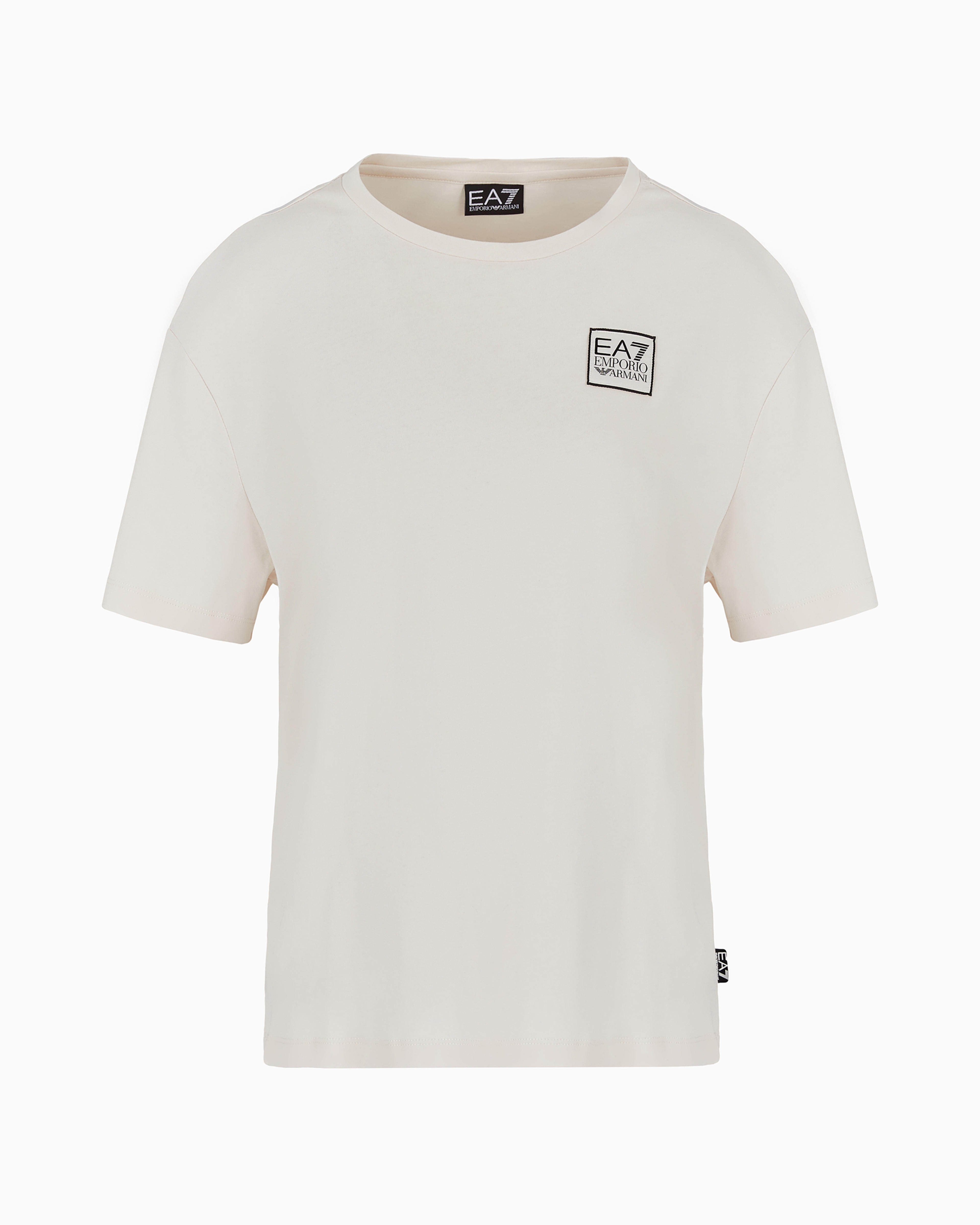 Ea7 Contemporary Sport Cotton Short-sleeved T-shirt In White