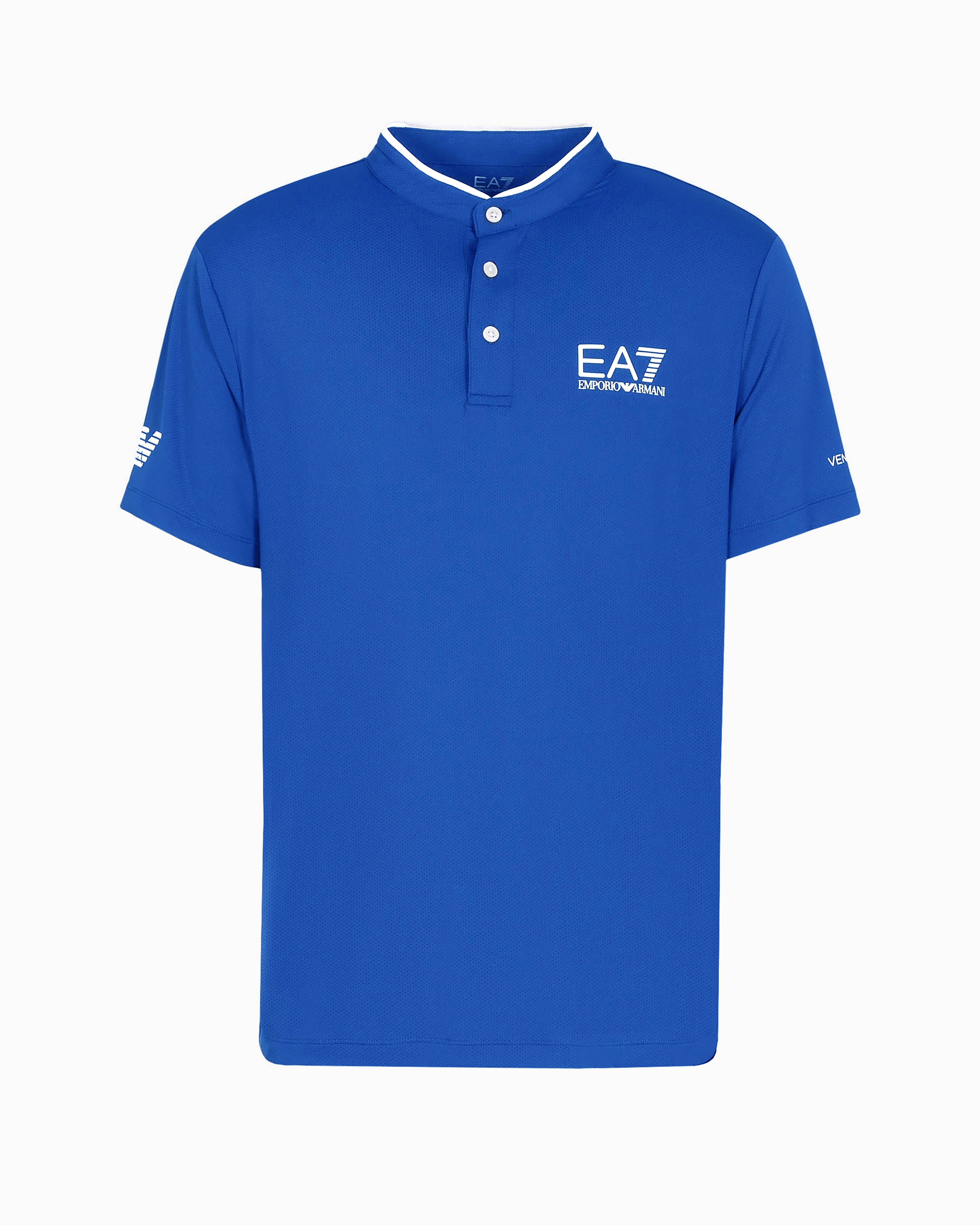 Ea7 Official Store Tennis Pro Henley-collar Polo Shirt In Ventus7 Technical Fabric In Blue