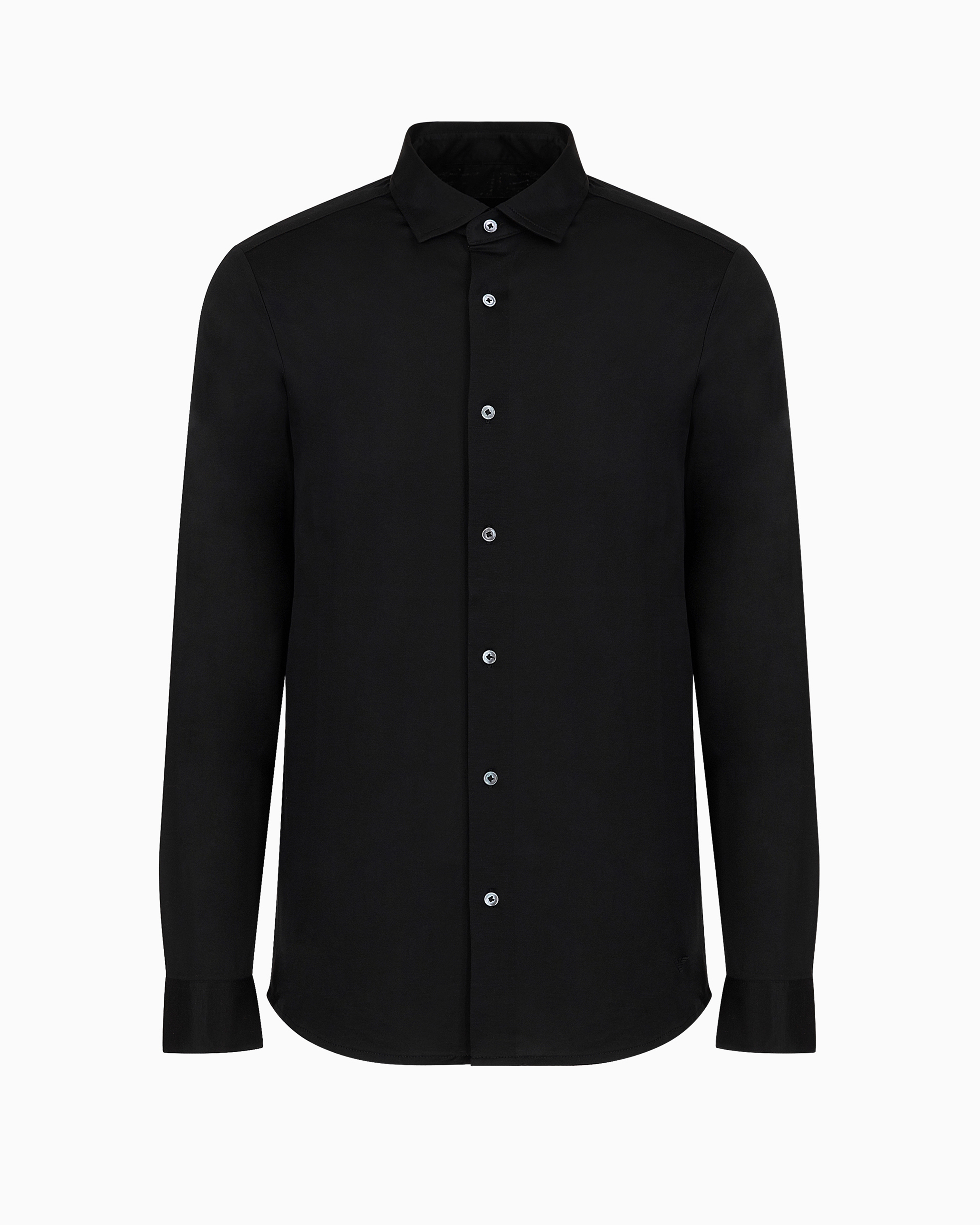 Emporio Armani Official Store Armani Sustainability Values Lyocell-blend Jersey Shirt In Black