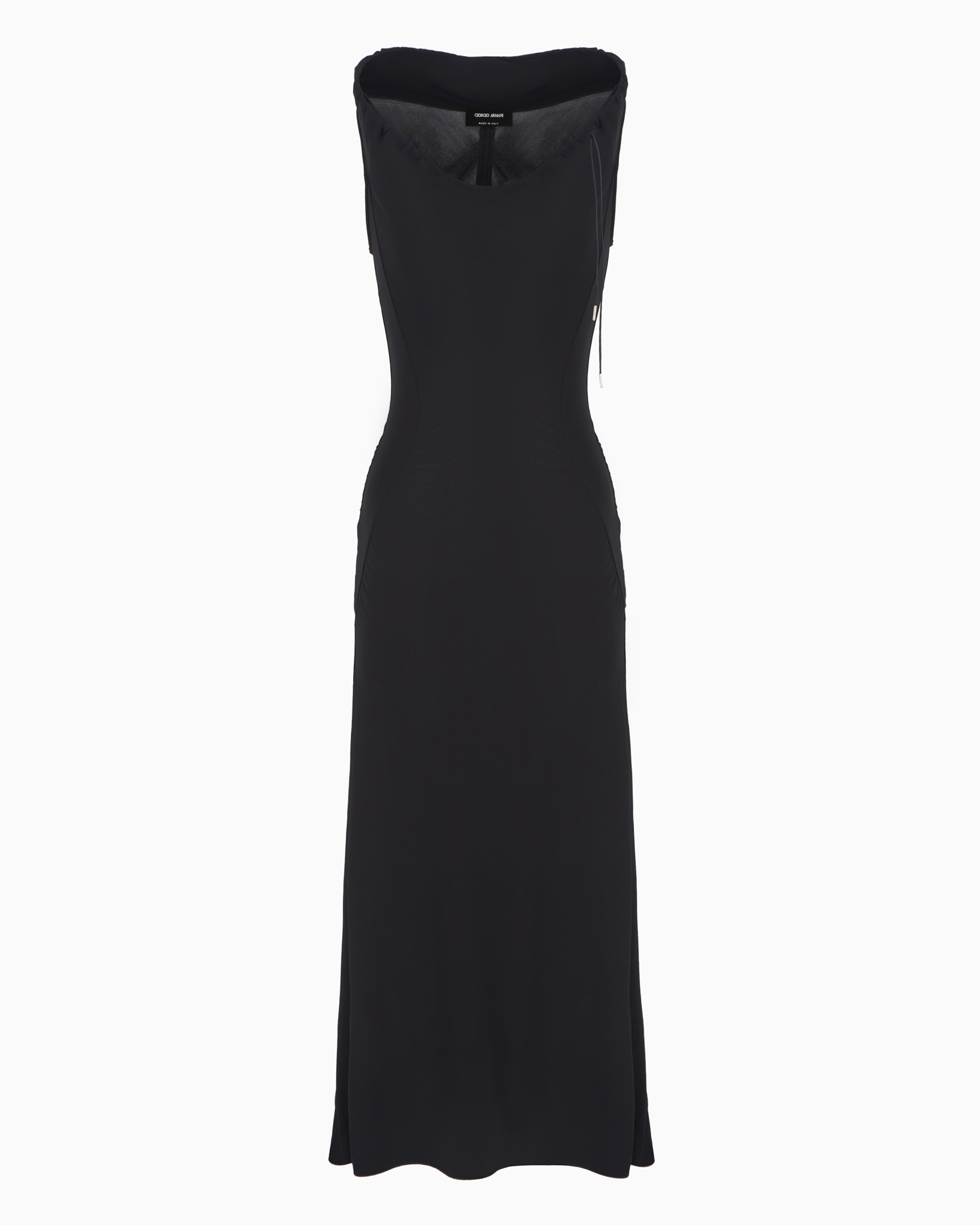 Giorgio Armani Asv Crêpe-feel Viscose-jersey Midi Dress In Black