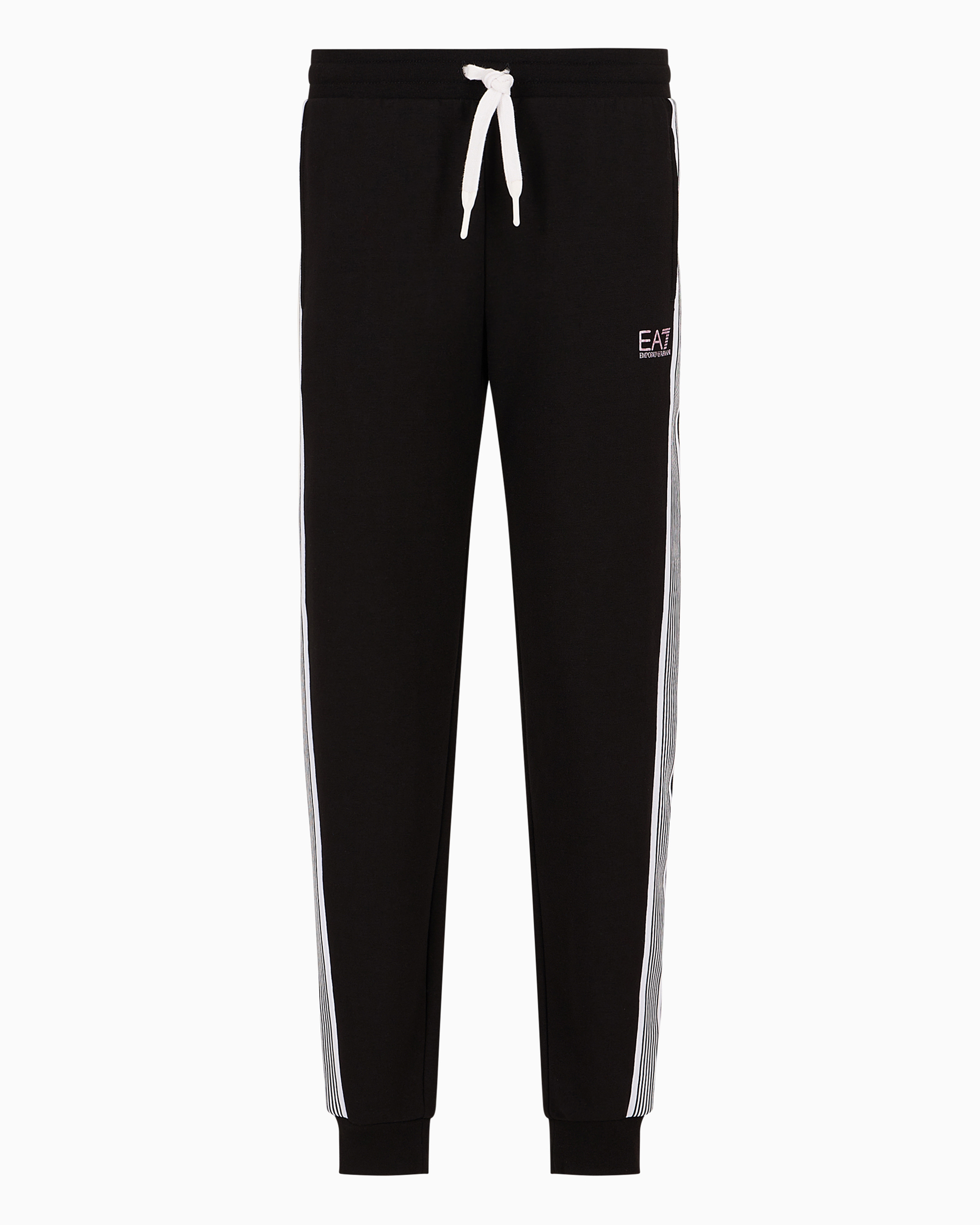 Shop Ea7 Asv 7 Lines Recycled Cotton-blend Joggers In Black