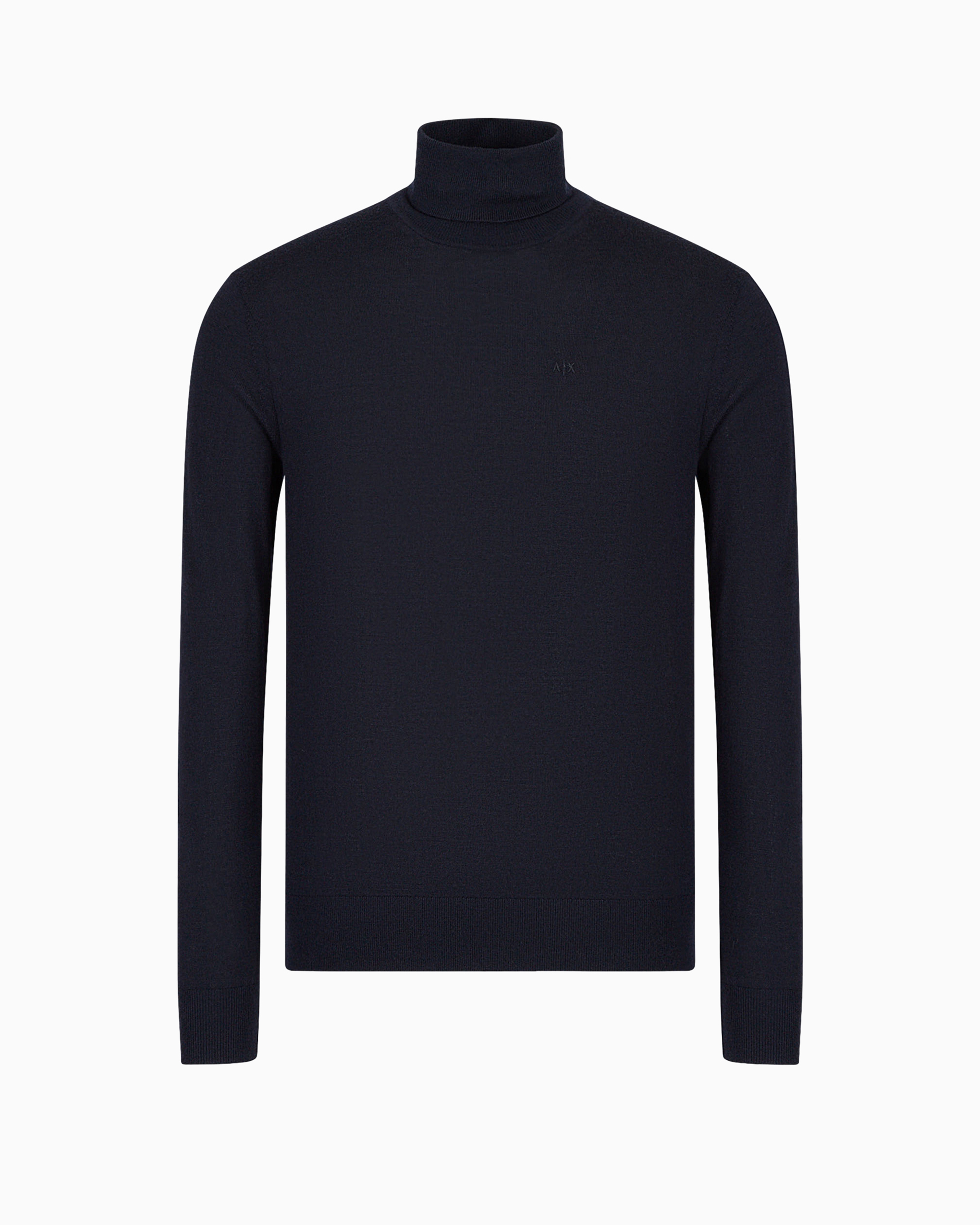 Armani Exchange Virgin Wool Turtleneck Sweater In Navy Blue
