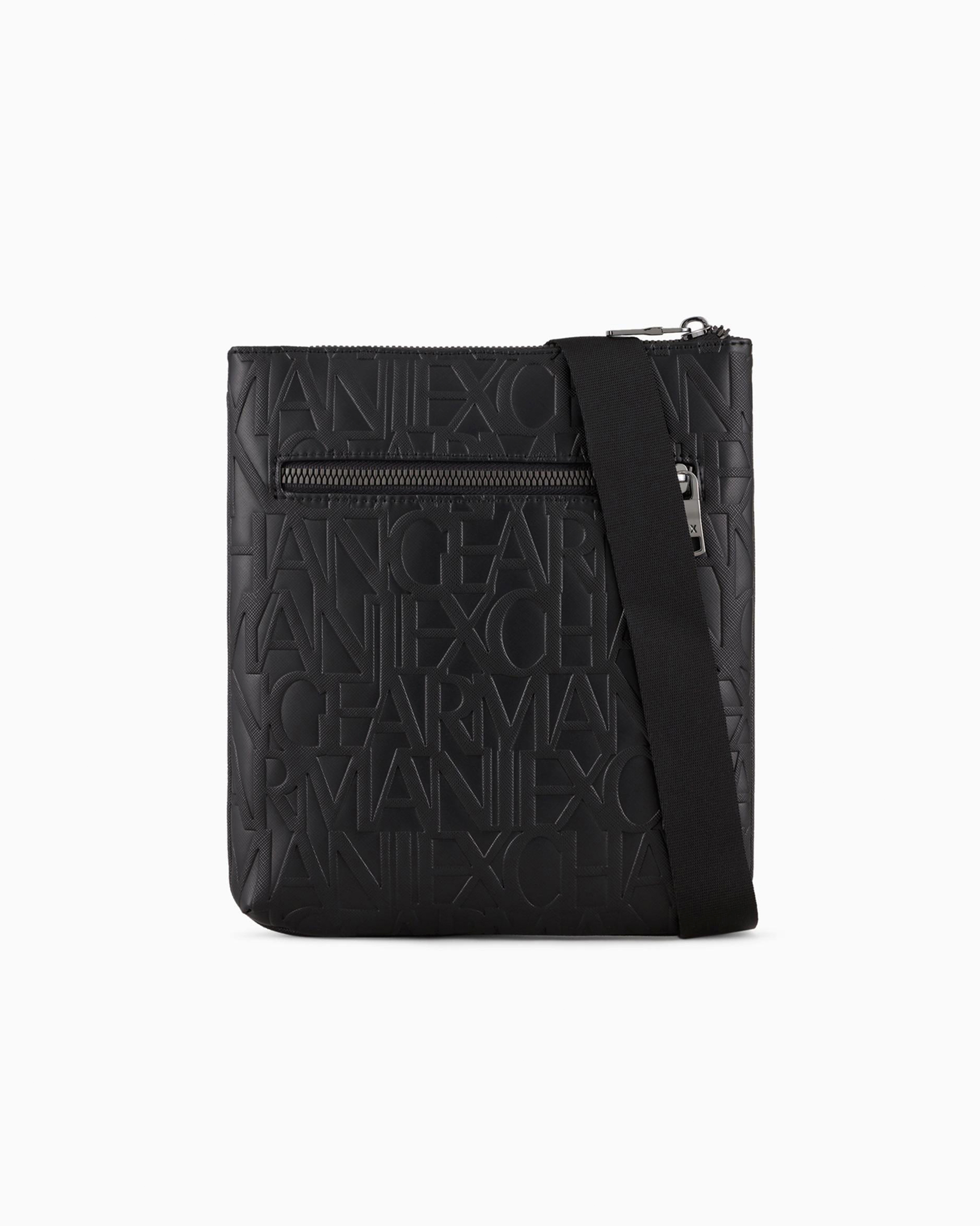 Armani Exchange Embossed-logo Messenger Bag In Black