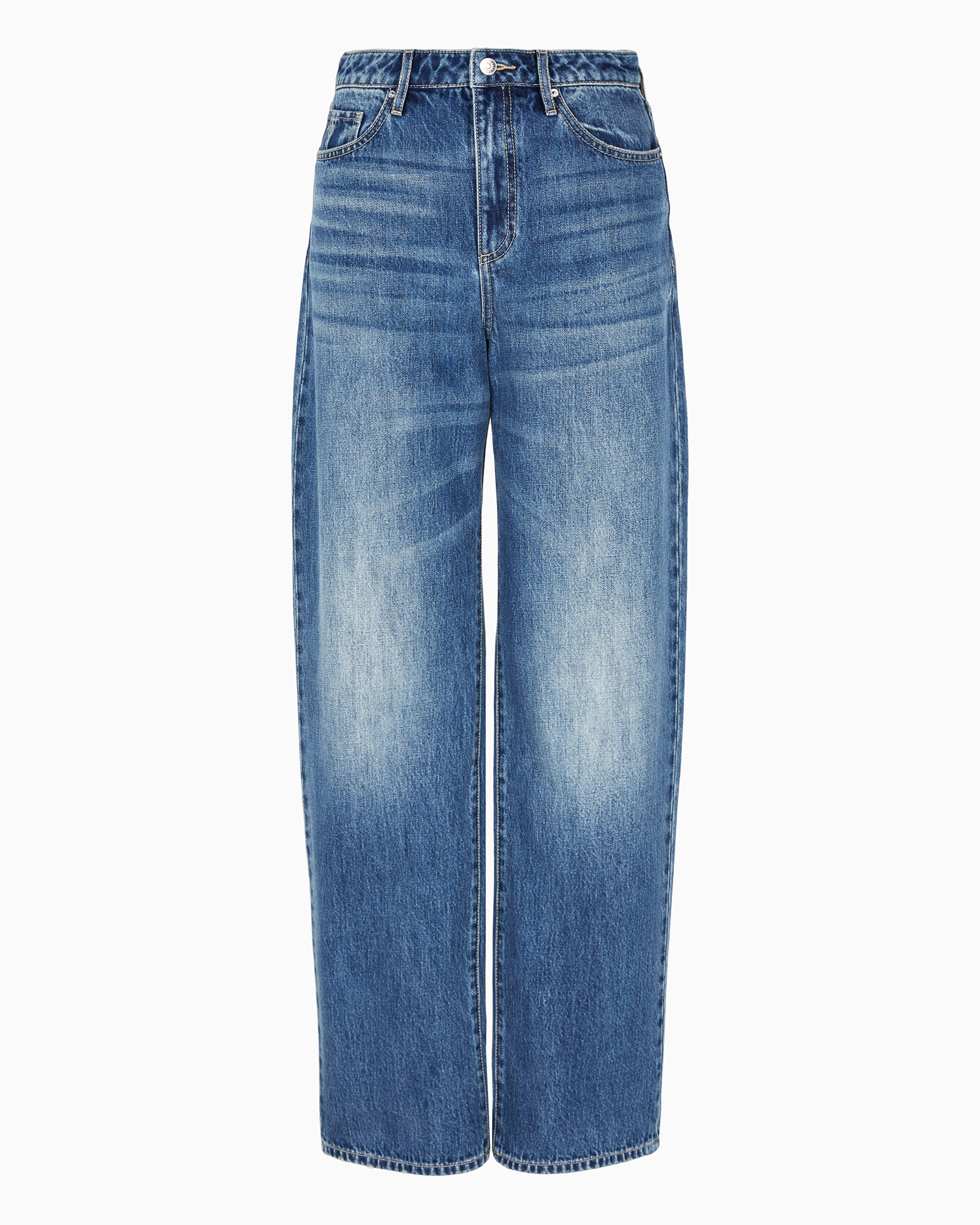 Armani Exchange Official Store Relaxed Jeans In Medium Blue