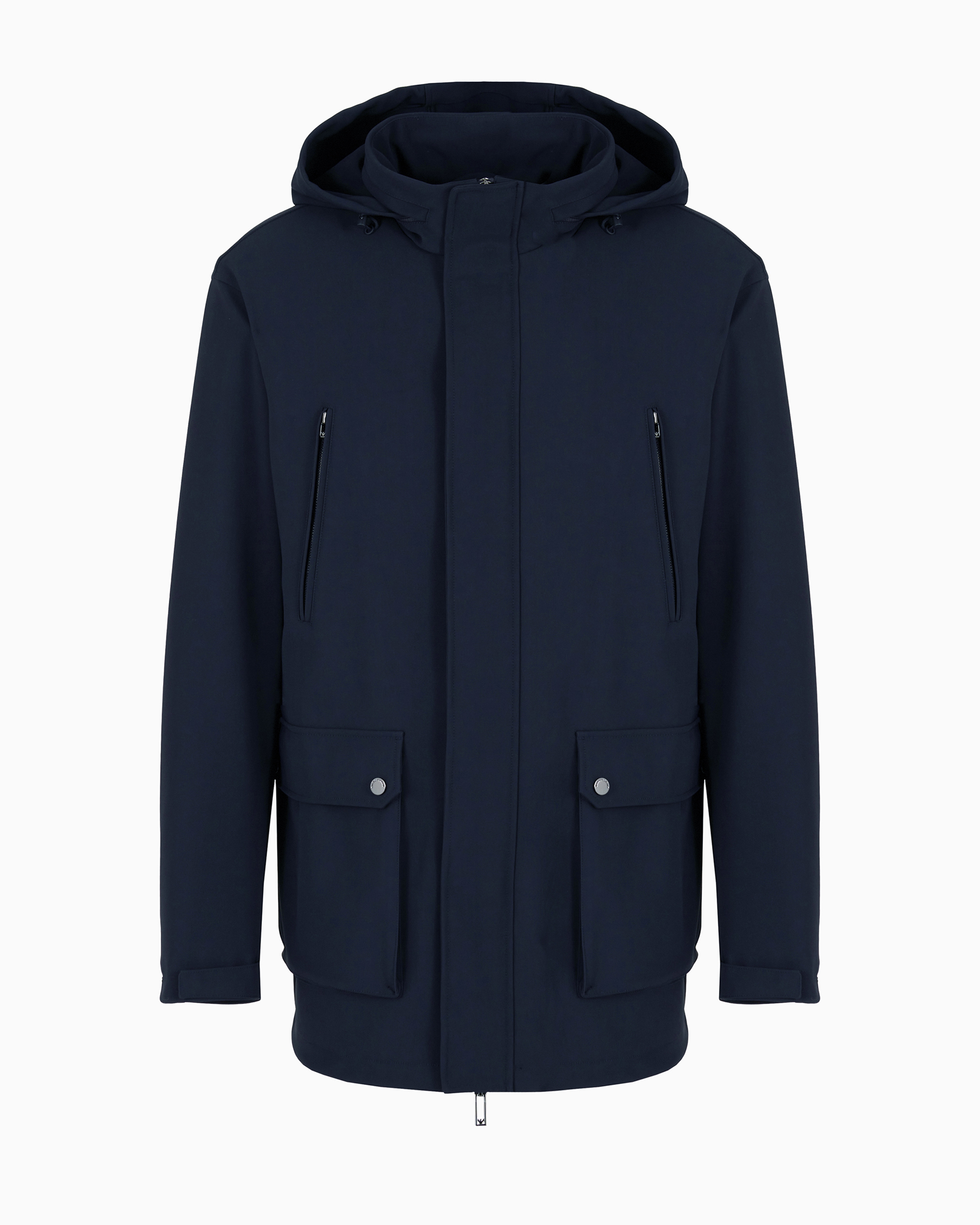 Emporio Armani Travel Essential Nylon Jacket With Hood In Blue