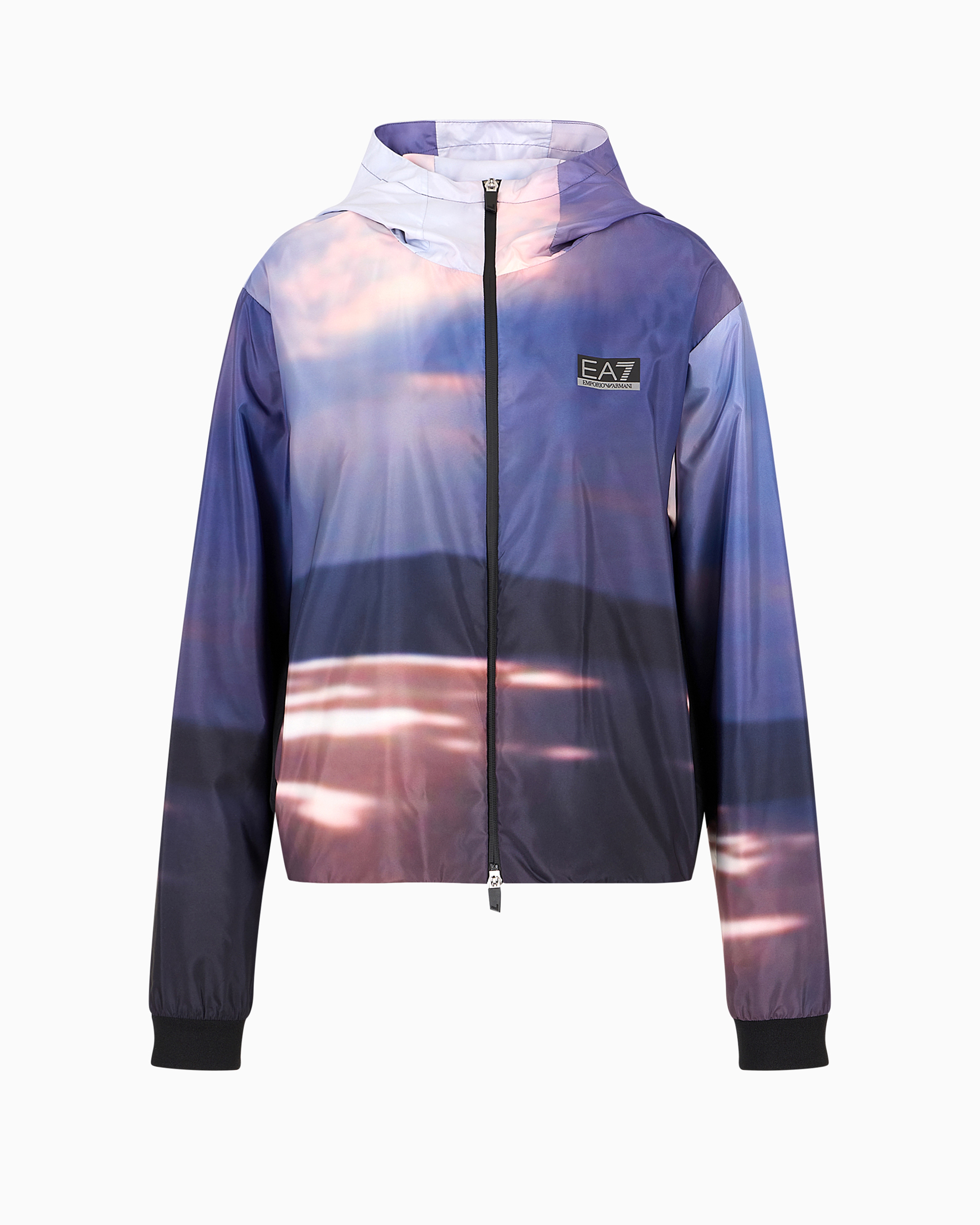 Ea7 Dynamic Athlete Hooded Jacket In Ventus7 Technical Fabric In Pattern