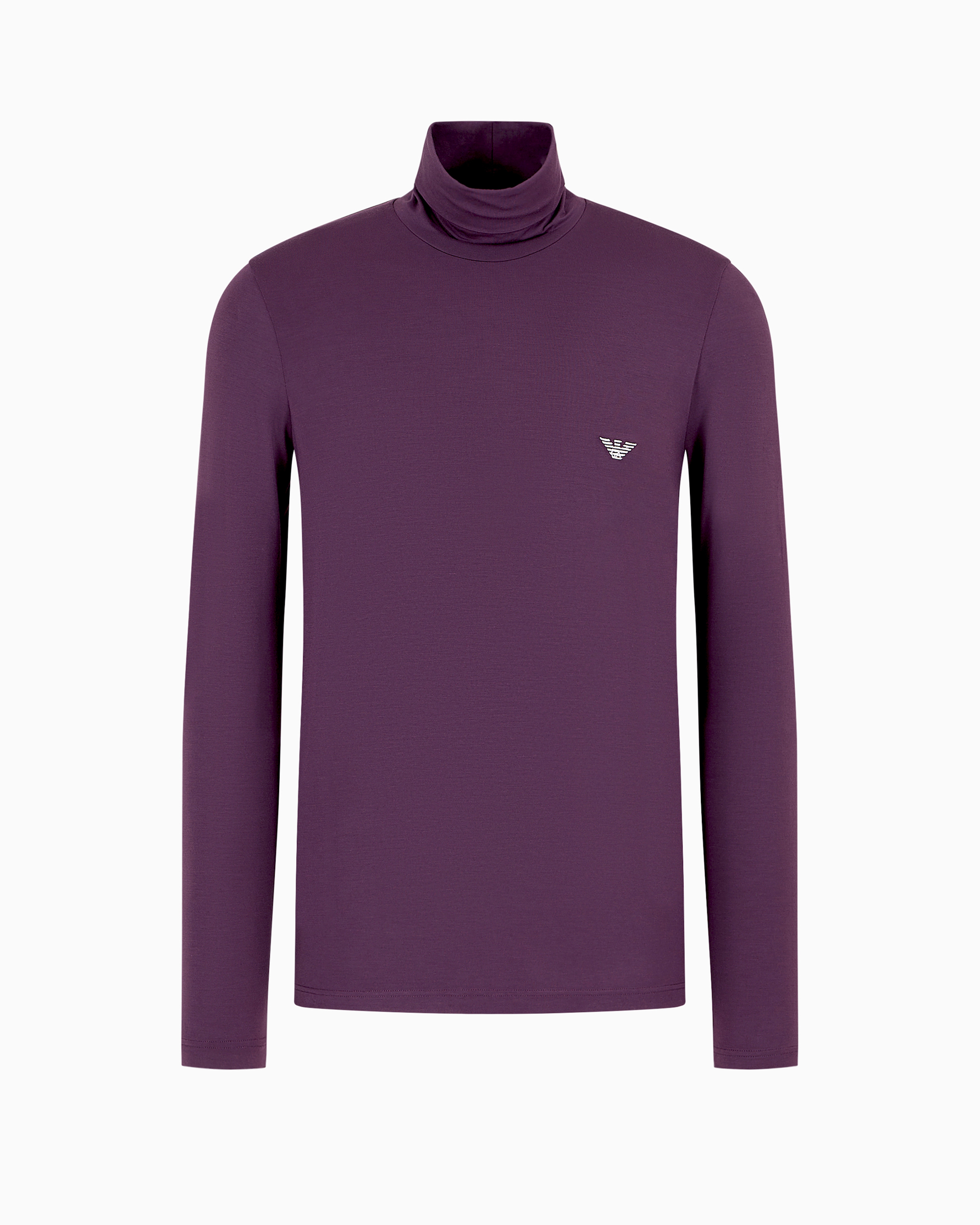 Shop Emporio Armani Loungewear-oberteil Mit Stehkragen In Fitted Fit Aus Weichem Modal In Violett