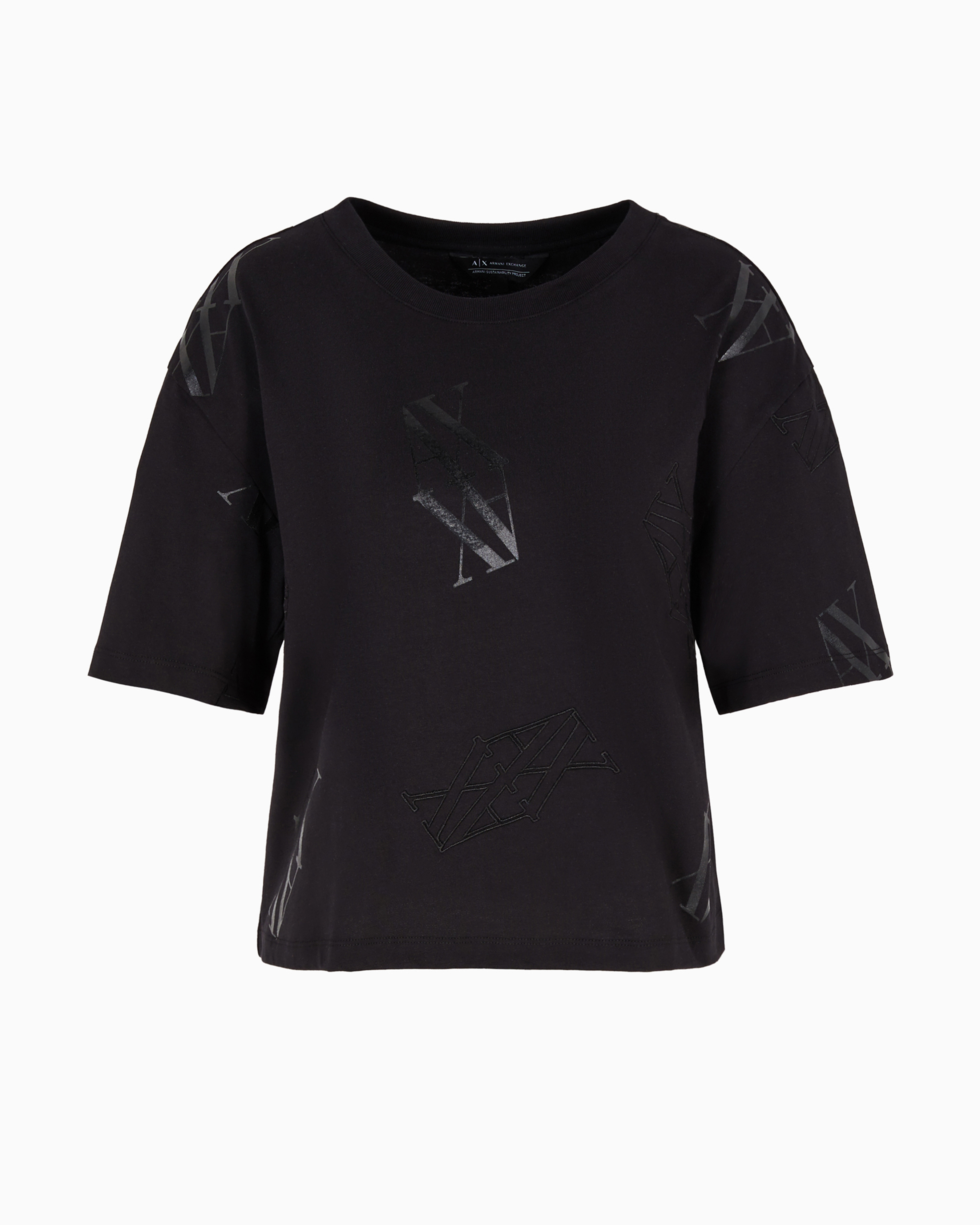 Armani Exchange Official Store Cropped T-shirts In Black