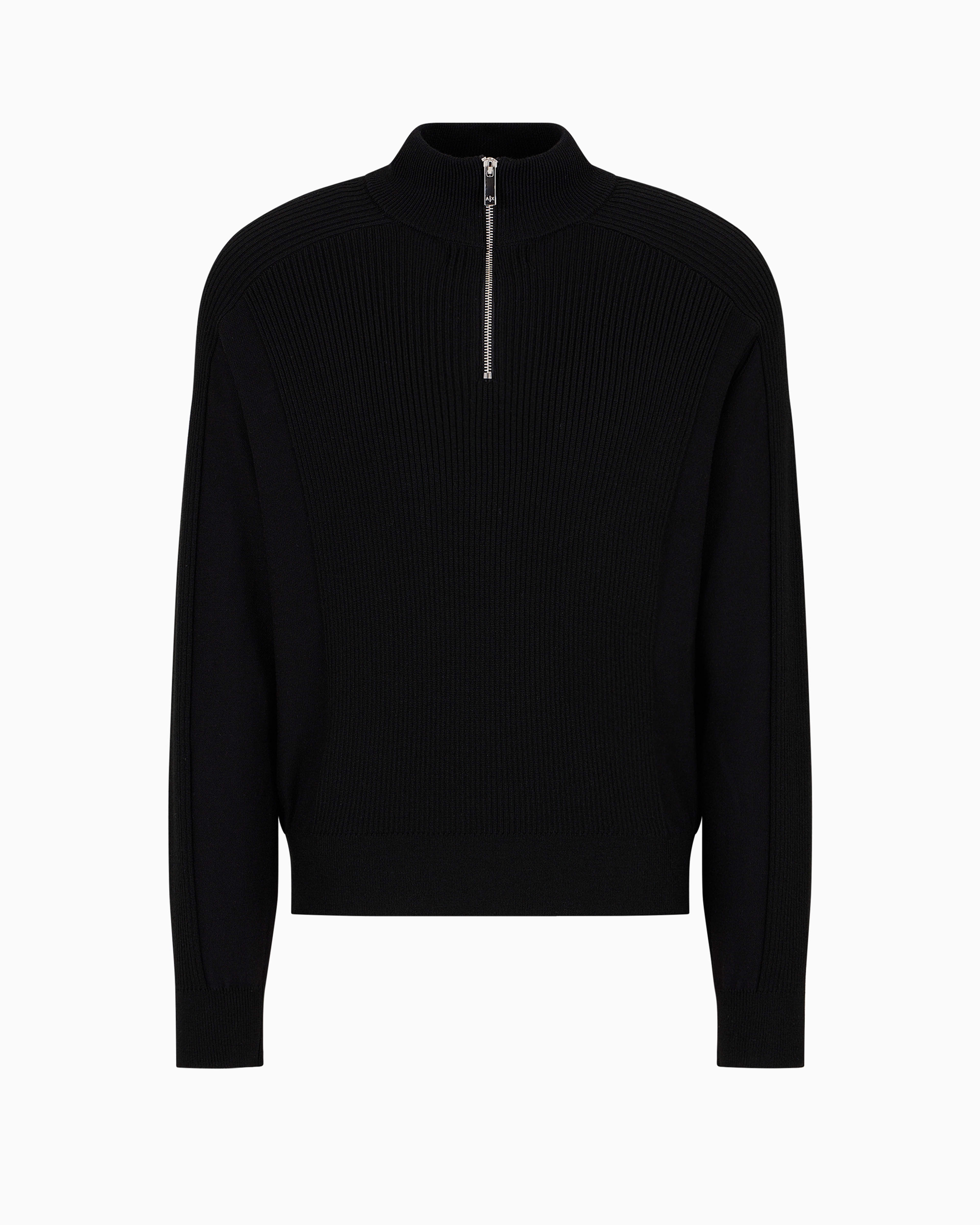 Shop Armani Exchange Asv Zip Up Turtleneck Sweater In Black