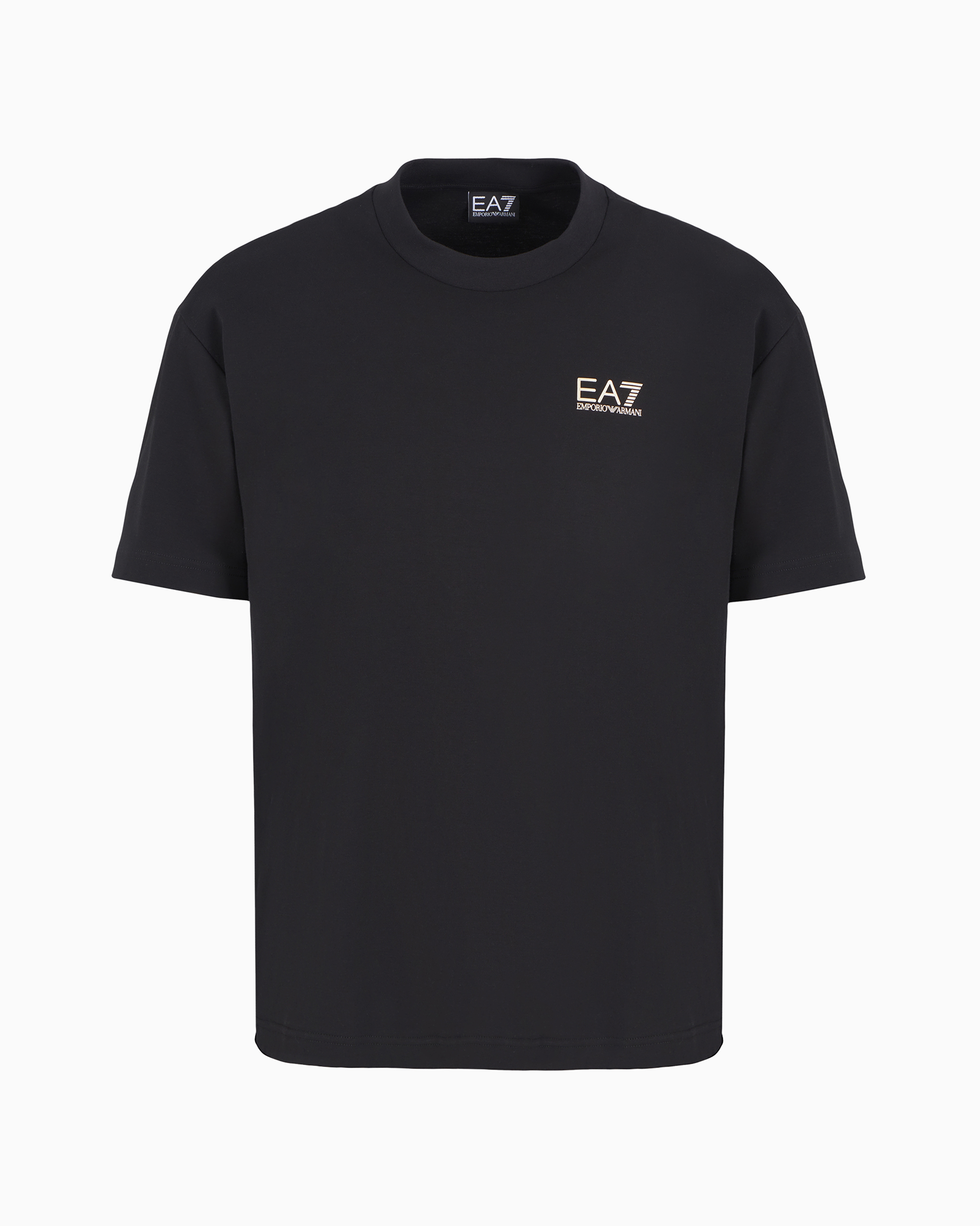 Ea7 Official Store 7 Lines T-shirt Mit Rundhalsausschnitt Aus Baumwolle In Schwarz