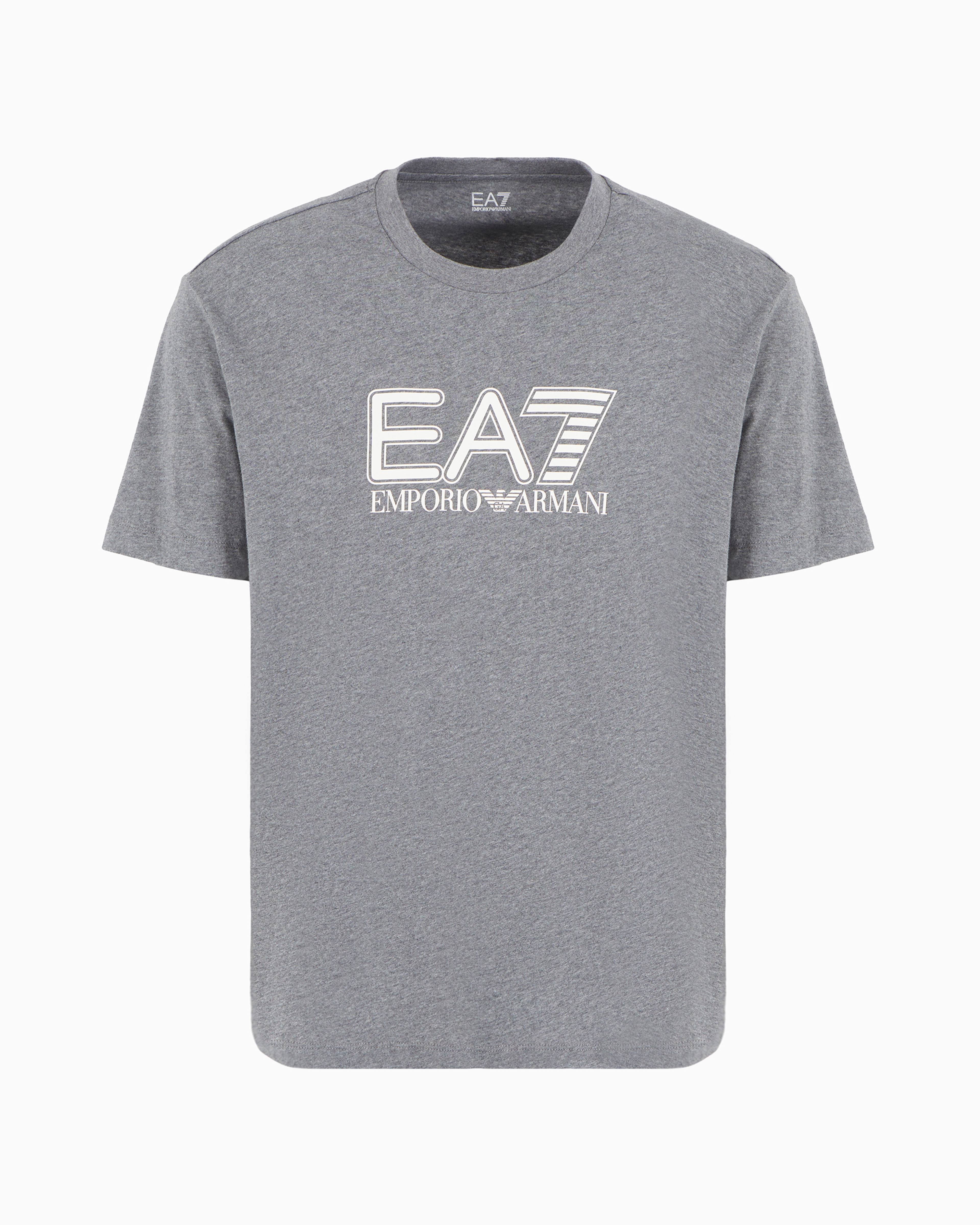 Ea7 Official Store Visibility Cotton-jersey Crew-neck T-shirt In Mélange Gray