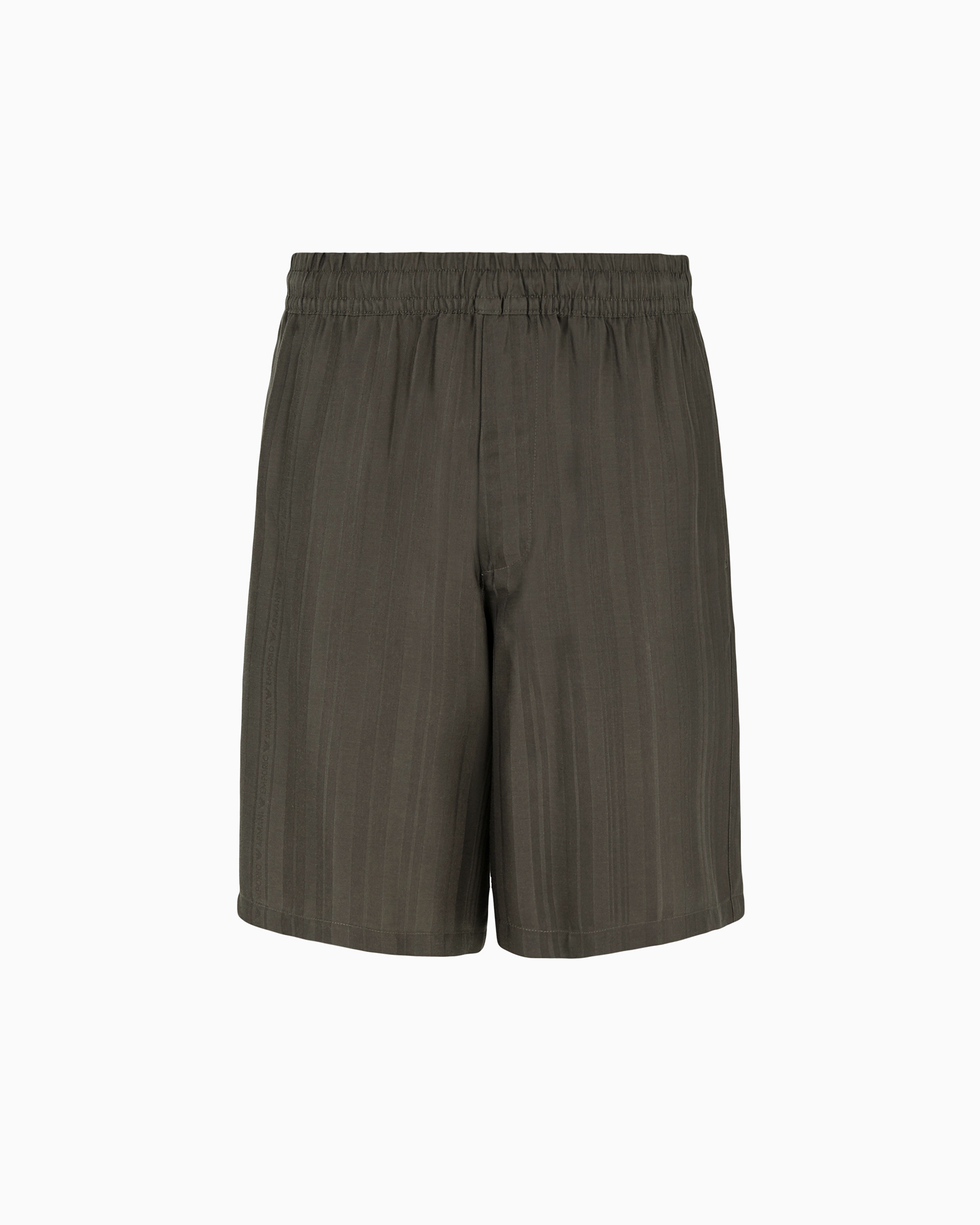 Emporio Armani Official Store Bermudashorts Mit Elastischem Bund Aus Lyocell Mit Allover-asv-muster In Brown