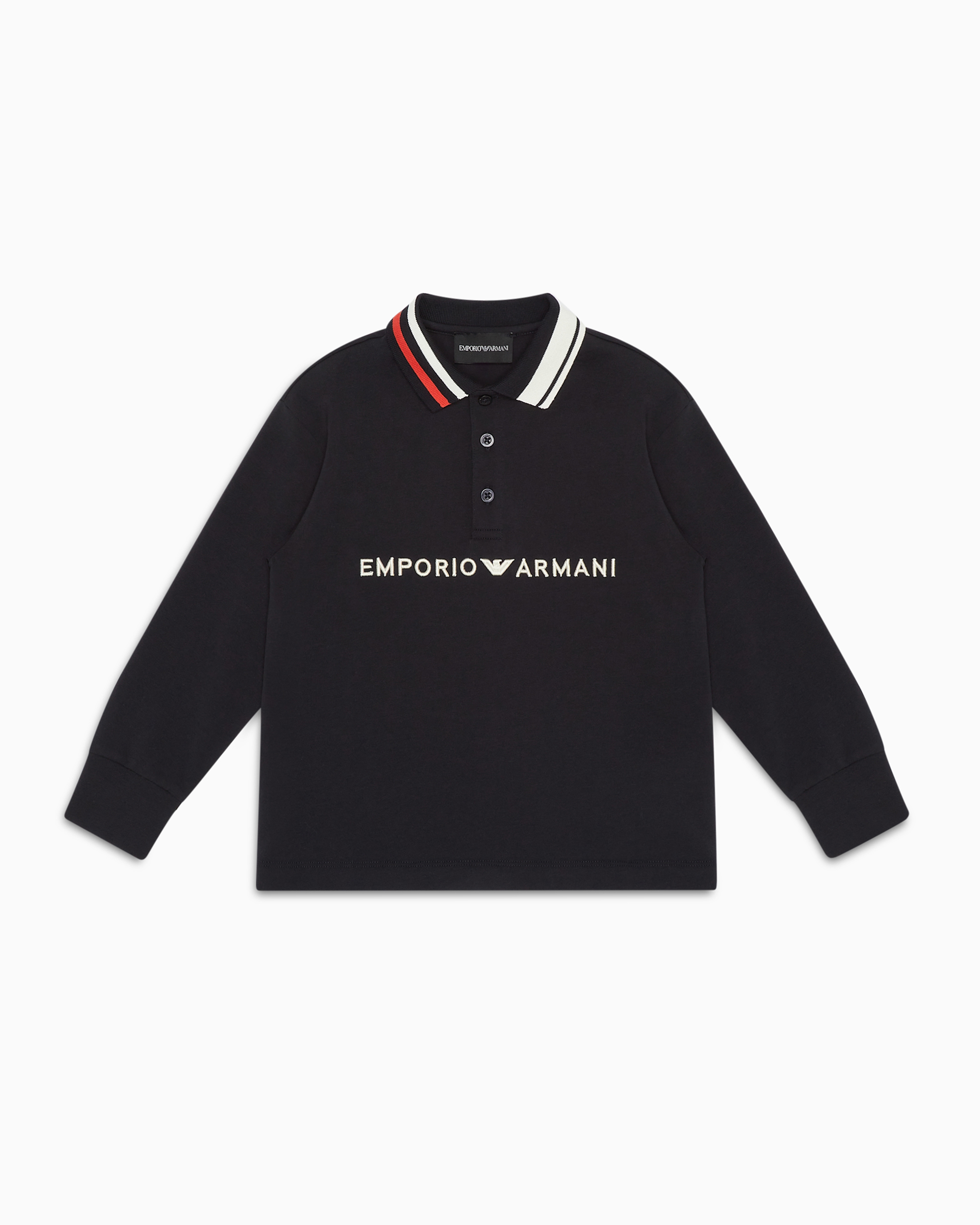 Shop Emporio Armani Comfort-fit Heavyweight Jersey Polo Shirt With Logo Embroidery In Navy Blue